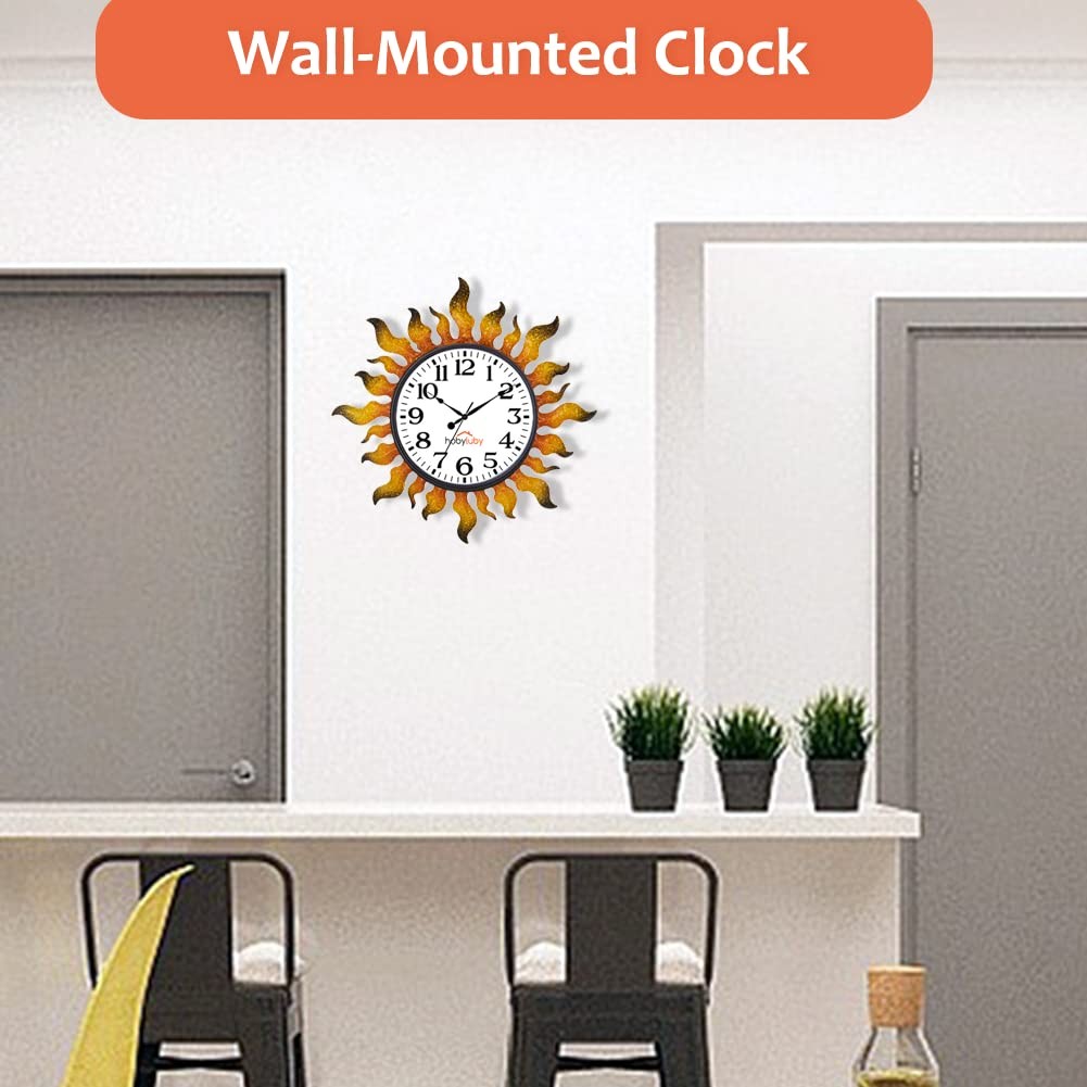 Outdoor Clock Sun Wall Clock Silent Non-Ticking Outdoor Clocks Waterproof for.