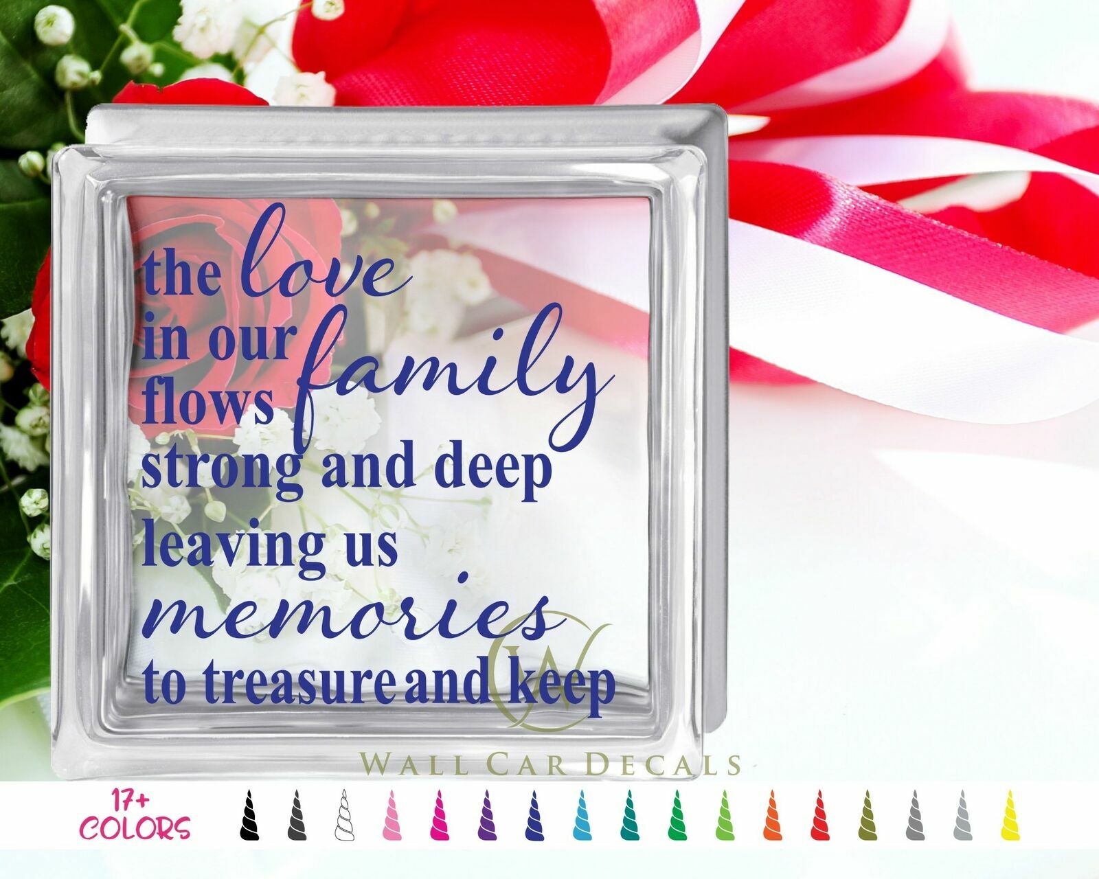 Strong Love Family Memories Glass Block Decal Mother’s Day Craft Sticker Holiday