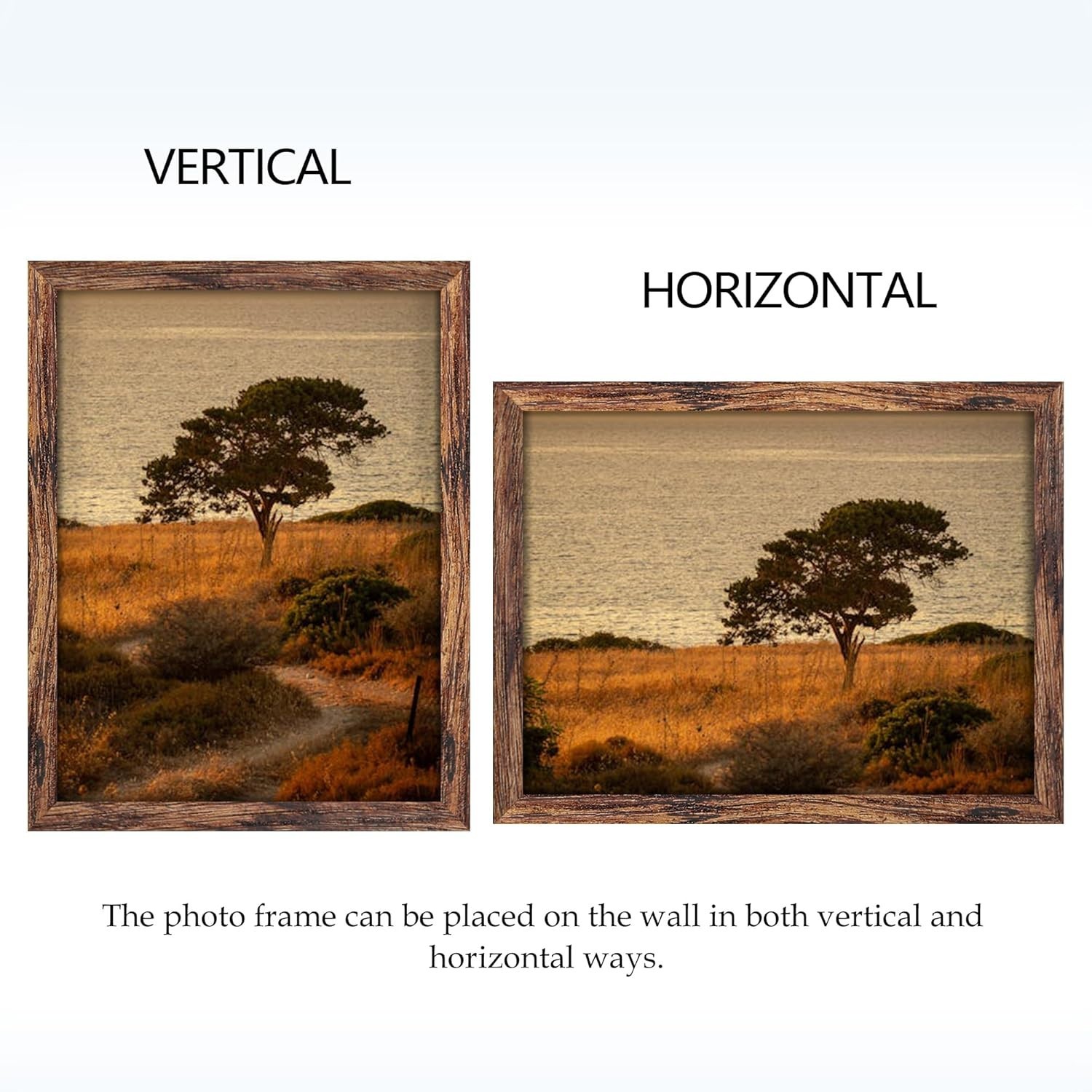 12×16 Picture Frame Brown Poster Frame Wall Mount Horizontal Vertical