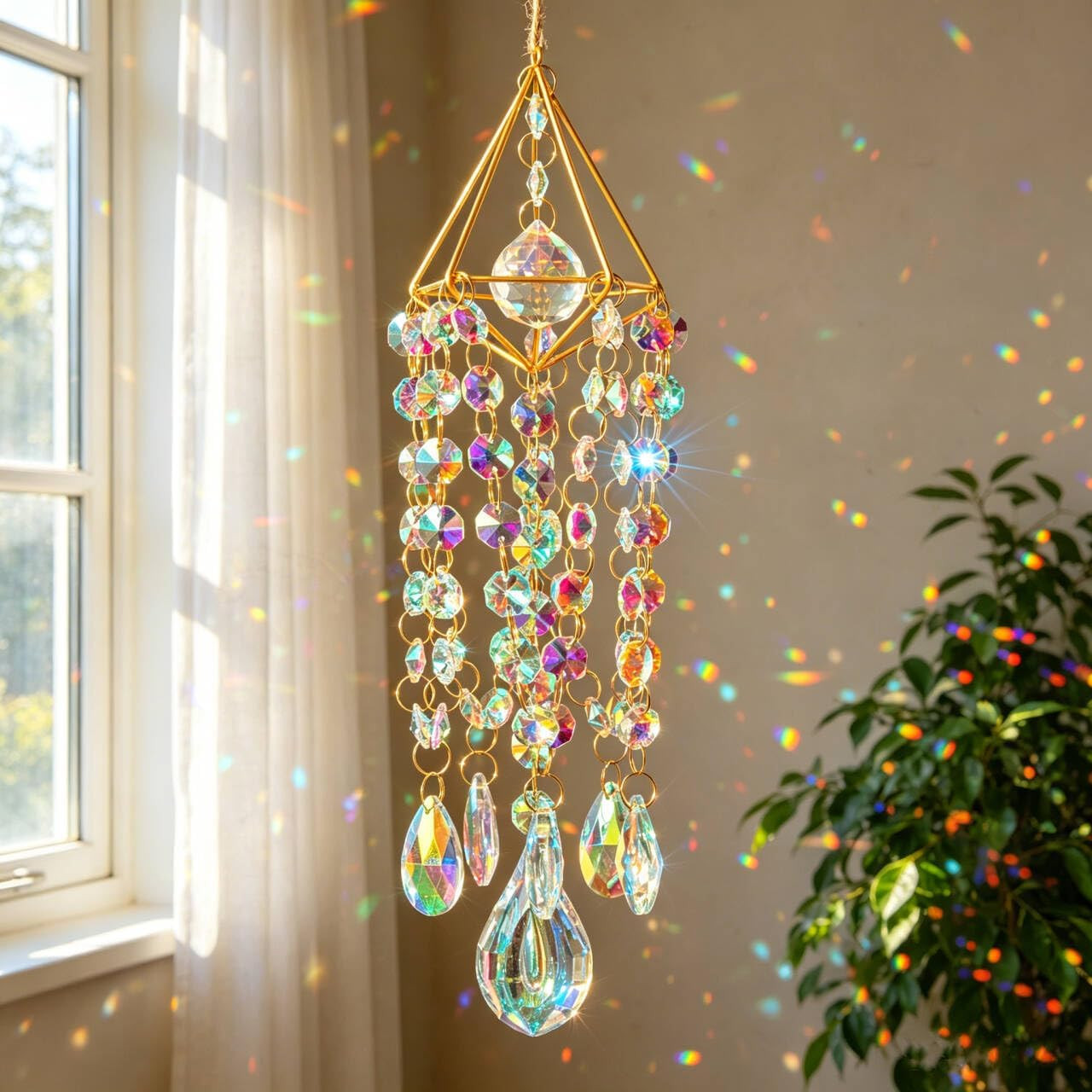 HDCRYSTALGIFTS Crystal Suncatchers for Window Hanging Glass Wind Chime Style Gar