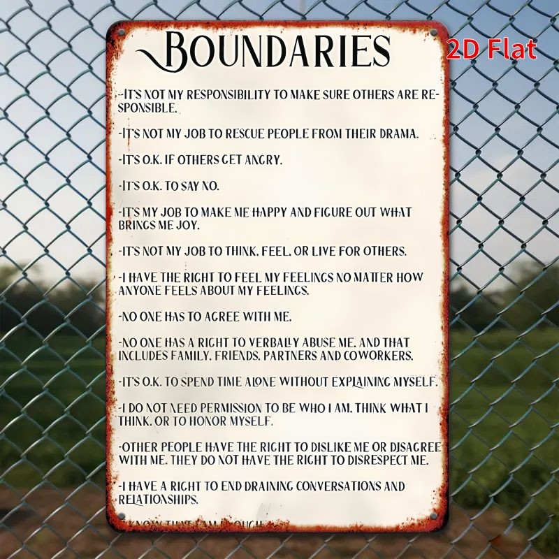 2D Flat Retro Boundary Logo 12X8 Inches Metal Wall Decor