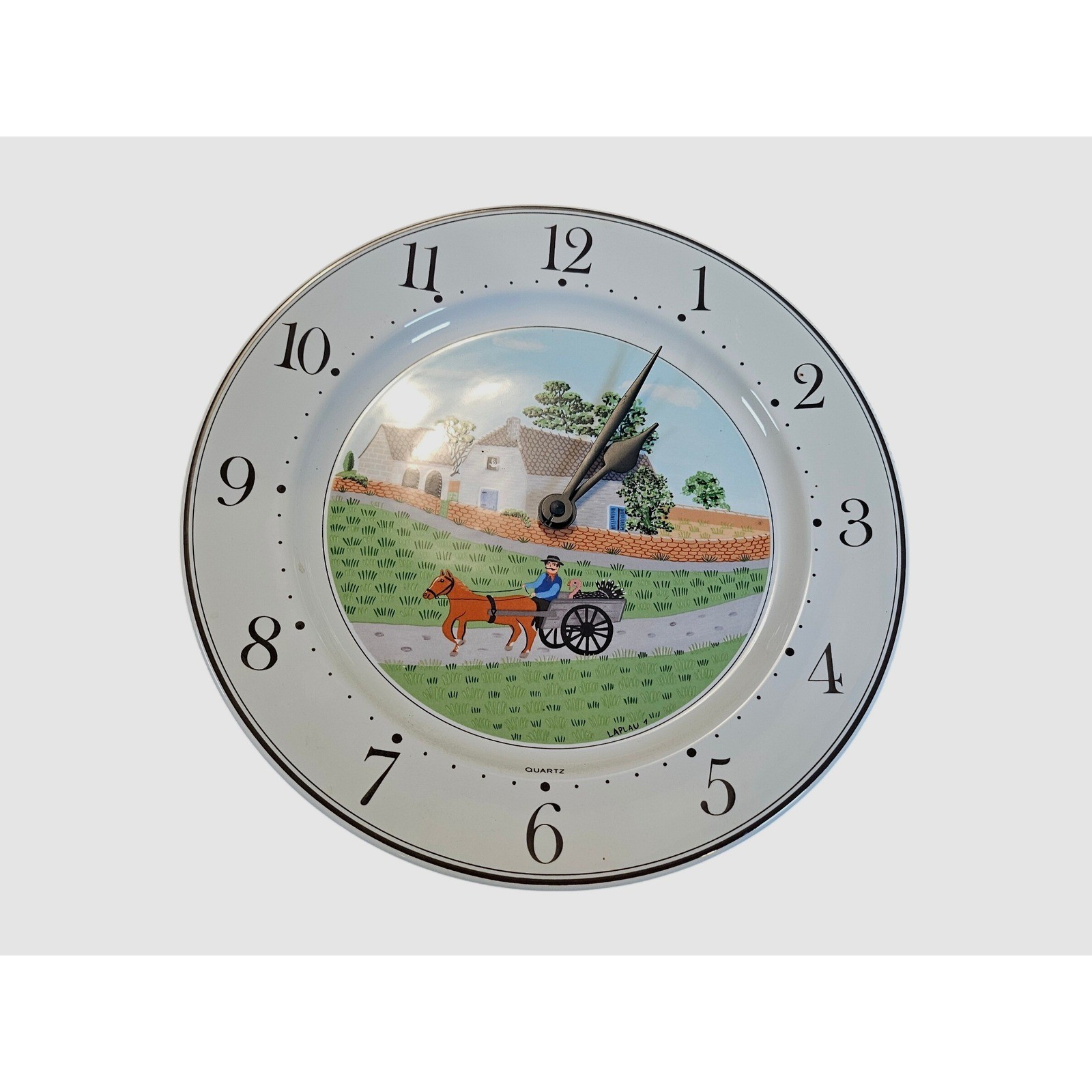 Villeroy & Boch Wall Clock 10.5in White Design Naif Folk Art Laplau Quartz