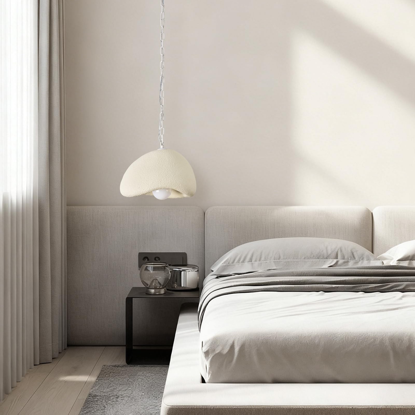 Wabi Sabi Pendant Lights,9.8in White Modern Pendant Light Resin Hanging Lamp …