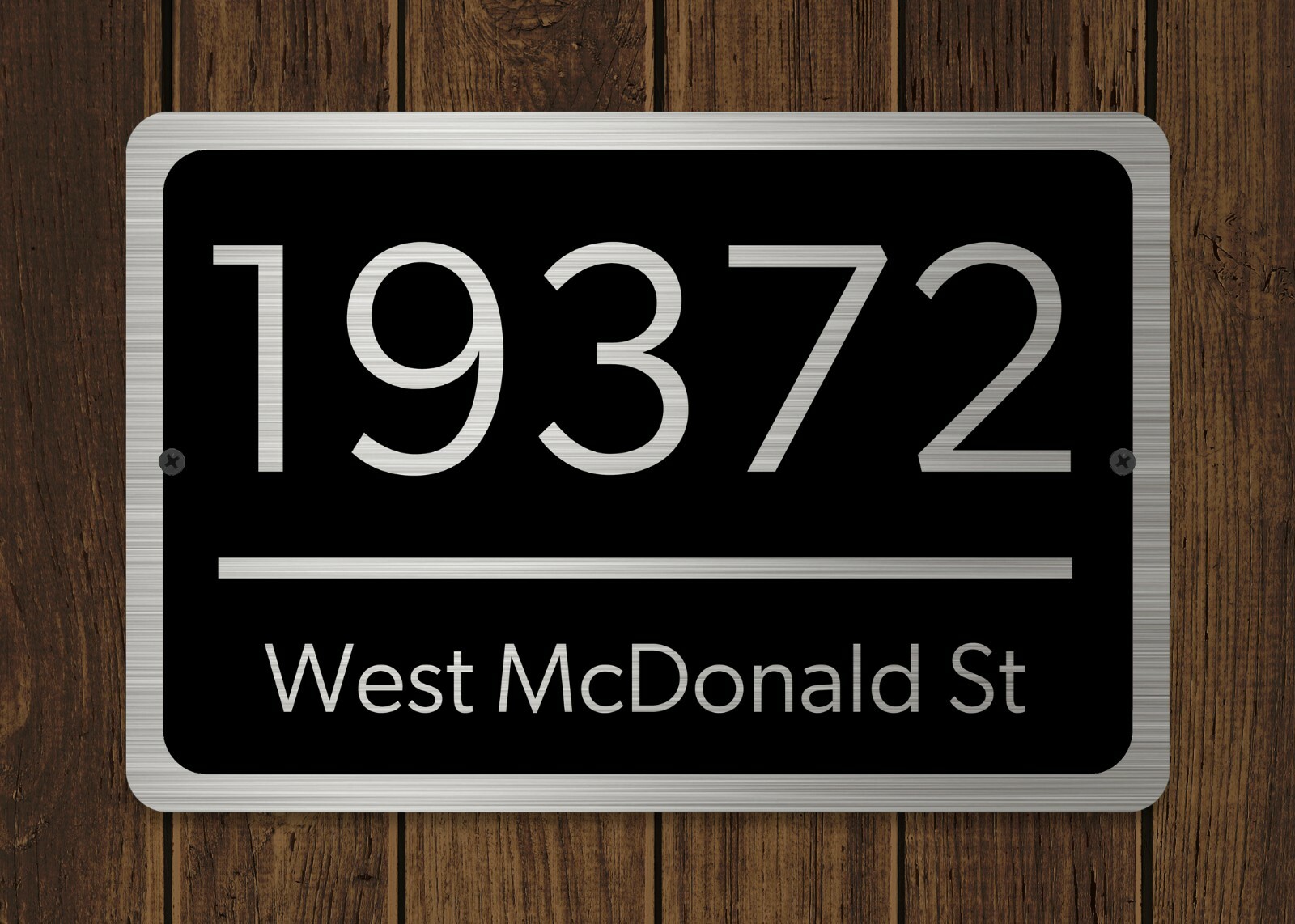 Customized Home Address Plaque Silver Text Metal 12″ x 8″ House Number Sign