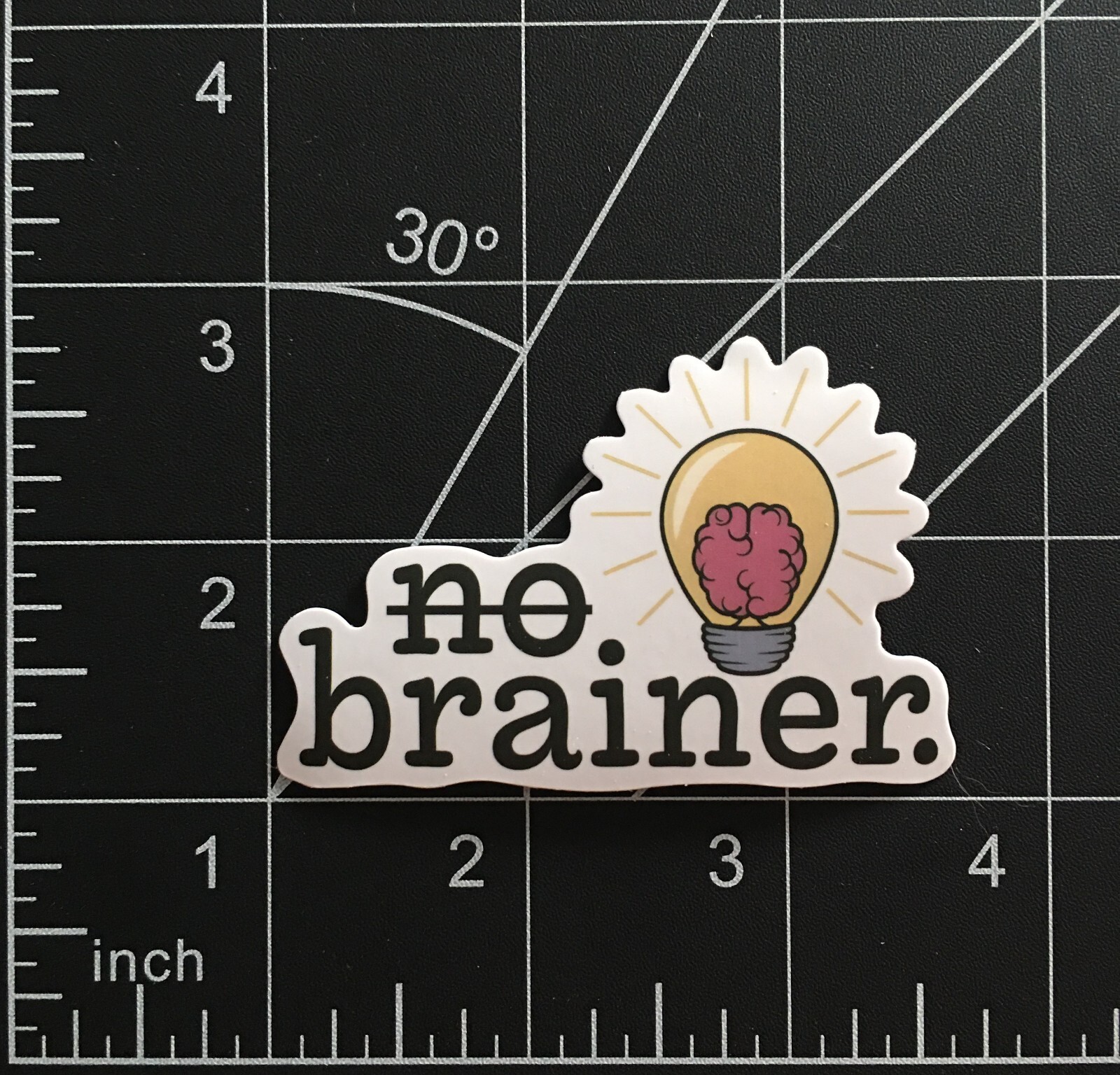 No Brainer Vinyl Sticker Light Bulb Pink Brain Funny Saying Cute Durable