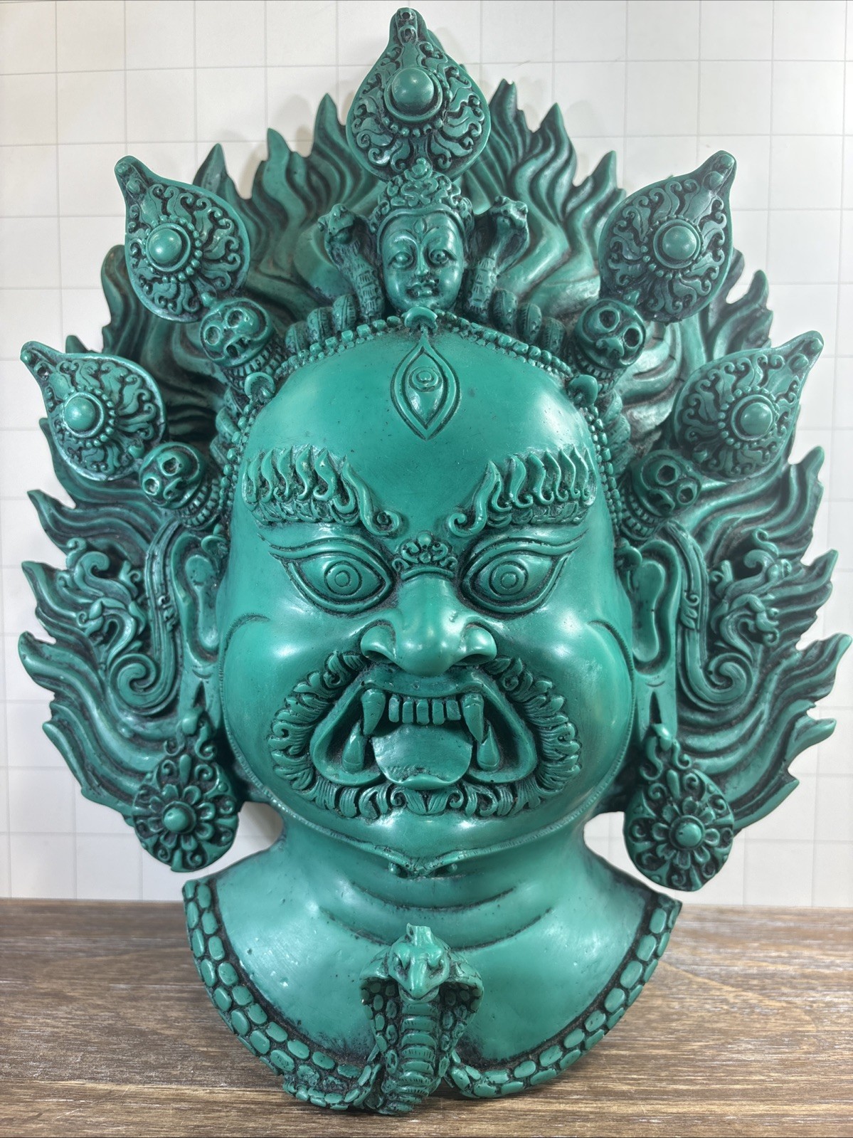 Bhairav 13″ Mahakal Mask Wall hanging Art Sculpture Religious Resin With Hook