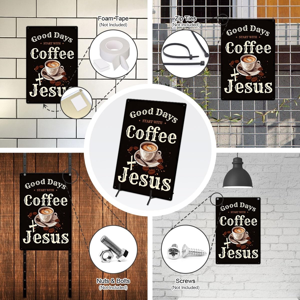 CEAXIART Vintage 12×8 Inches, Good Days Start With Coffee And Jesus Sign