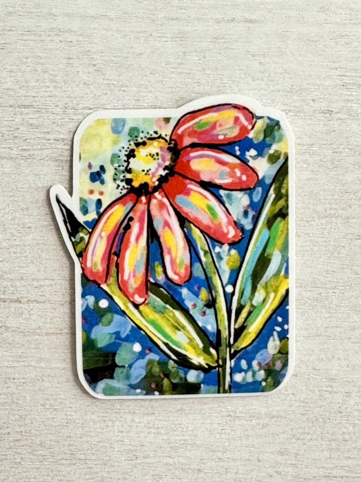 Pink Daisy Sticker, ACEO Bright Color Flower Cute Sticker, Decal, Waterproof