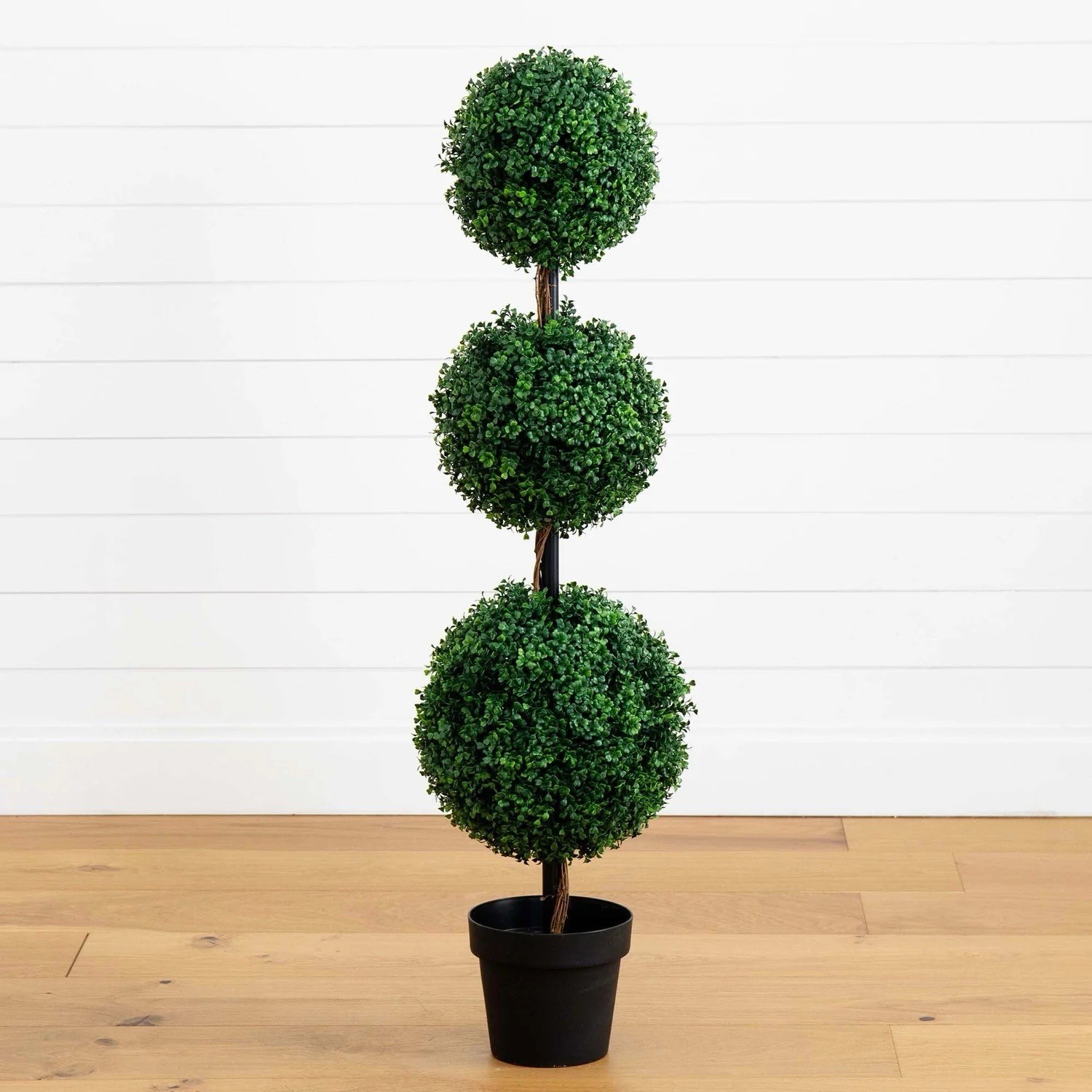 4’ UV Artificial Triple Ball Boxwood Topiary Tree Indoor/Outdoor