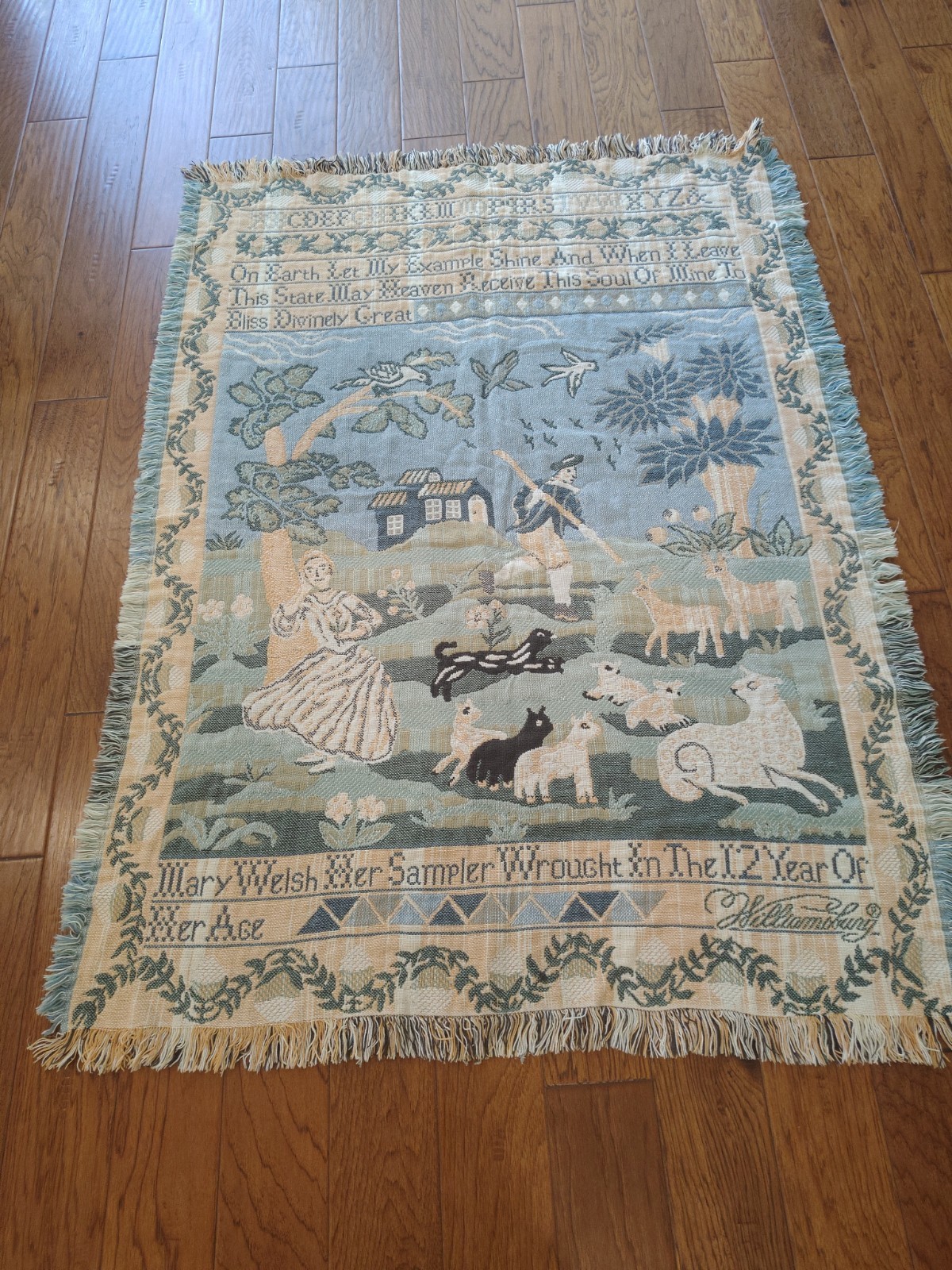 Blanket/Throw Goodwin Weavers 100% Cotton USA Williamsburg Pattern 48″ X 67″