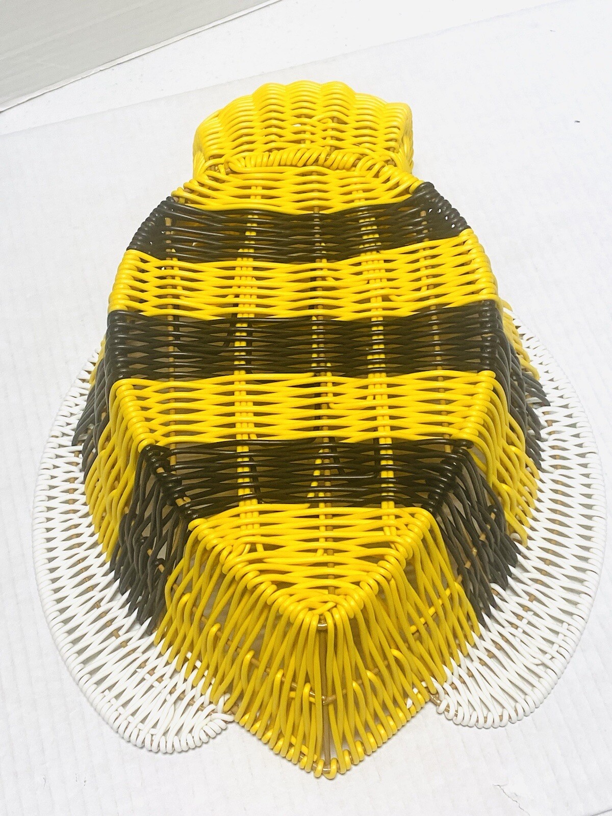 Bee Wicker Basket Ciroa NEW Plastic Resin 13×11.5” Bumble Yellow Black