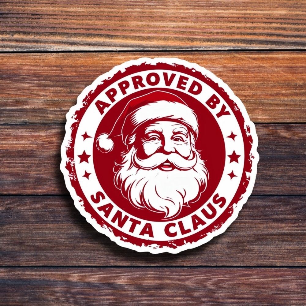 Christmas Sticker Santa Approved Vinyl Die Cut Waterproof UV Resistant New