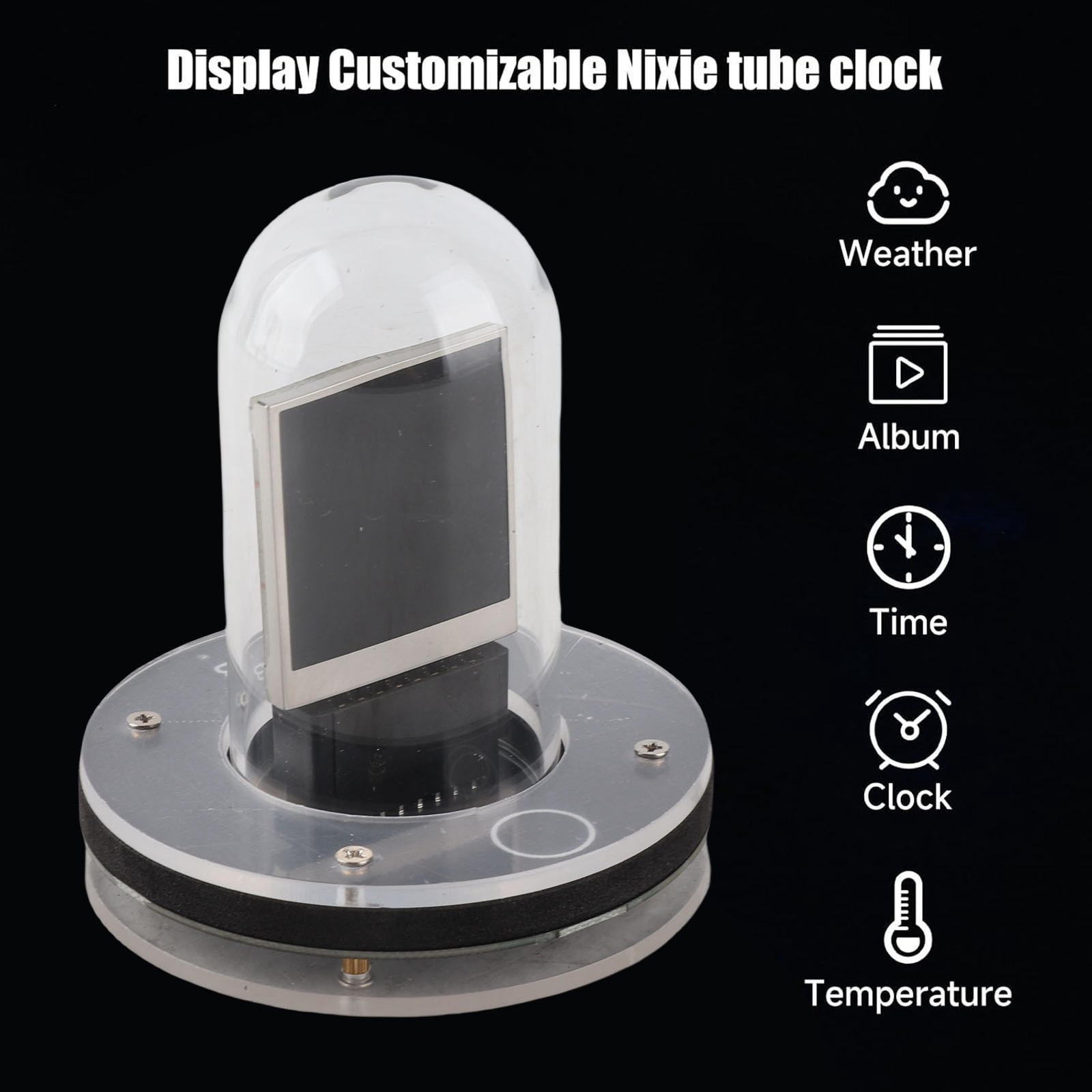 Nixie Tube Clock WiFi RGB IPS LCD Screen Weather Display 12 24 Hour Electronic
