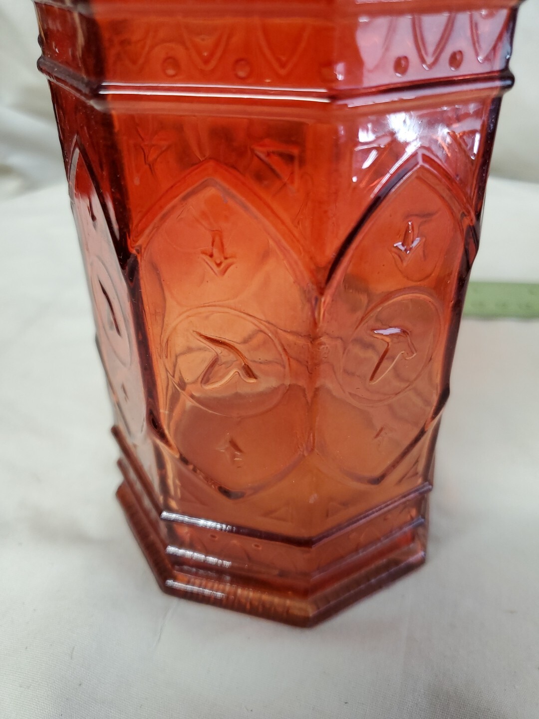Red Decorative Bottle 9in tall No Top USED