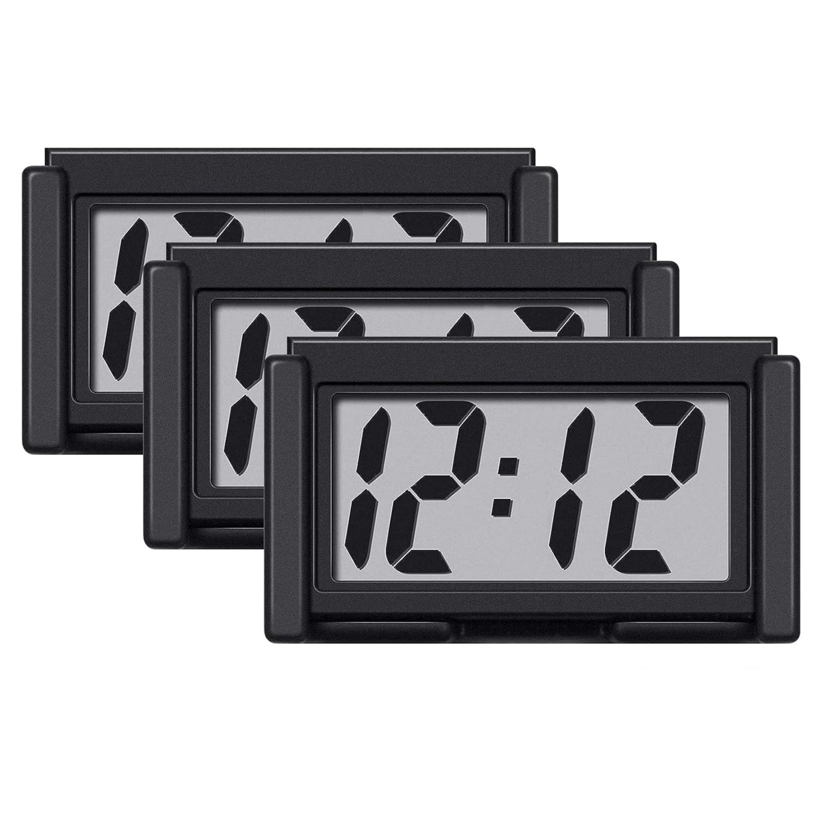 3PCS Small Digital Clock Mini Adhesive Stick On For Car Home Office Use New Set