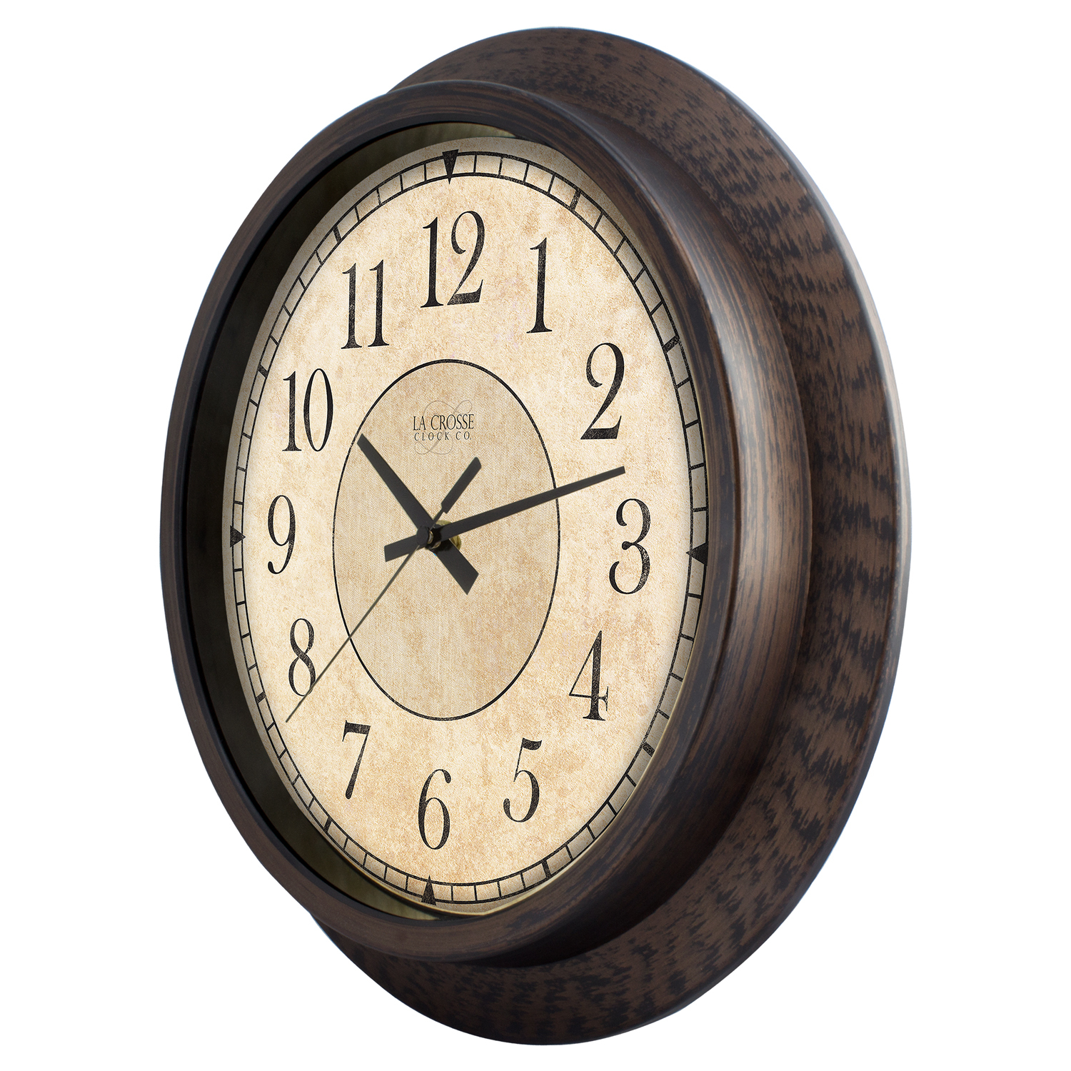 404-2635 La Crosse Clock Co. 14″ Plastic Analog Wall Clock – Antique Open Box