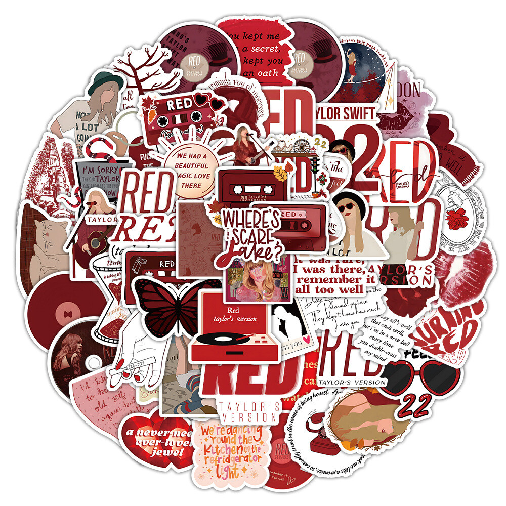 100Pcs Red – Taylor’s Version Sticker for Adults Teens Girls Water Bottles