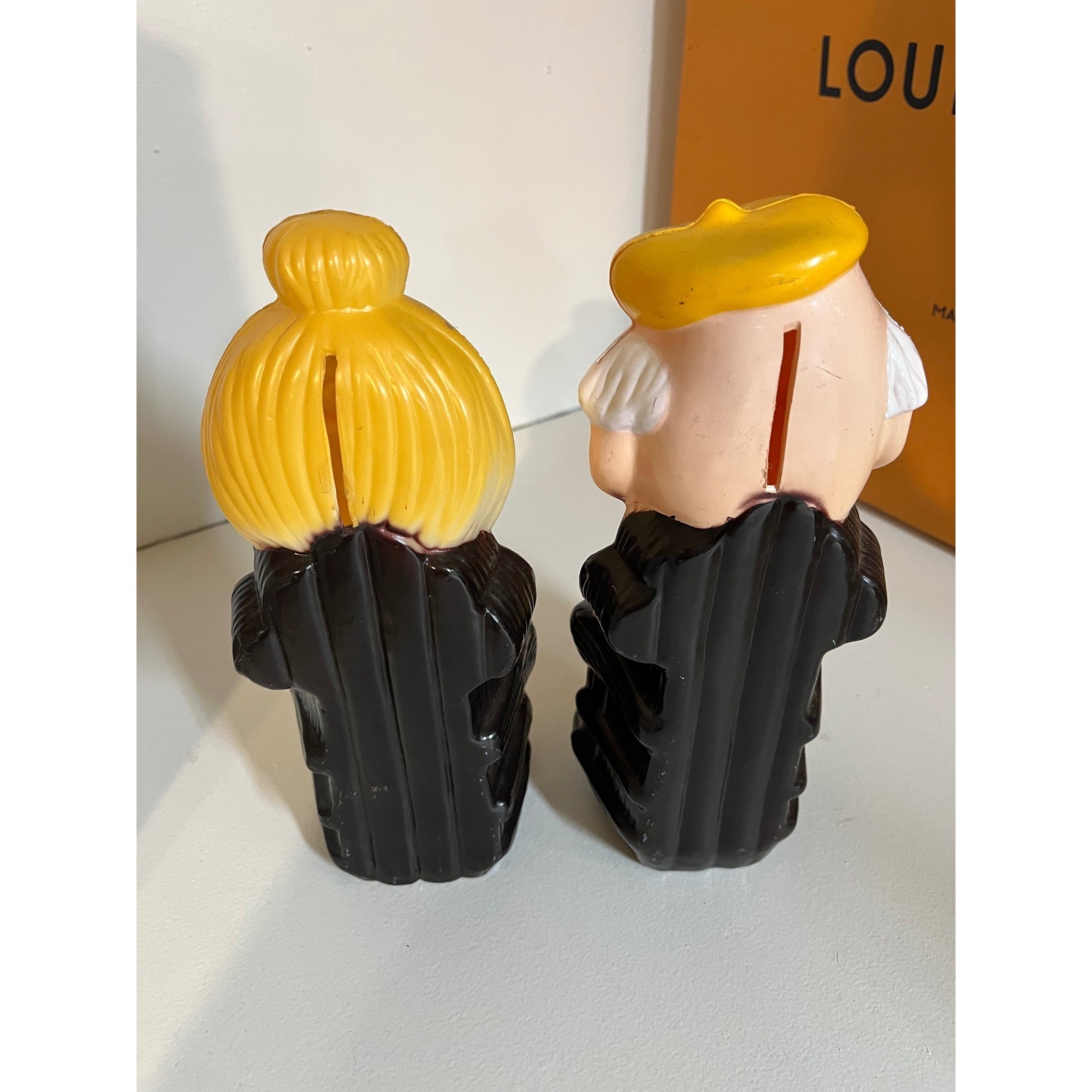 Charming Vintage Grandparents Piggy Bank Set Couple Novelty Coin Bank Decor