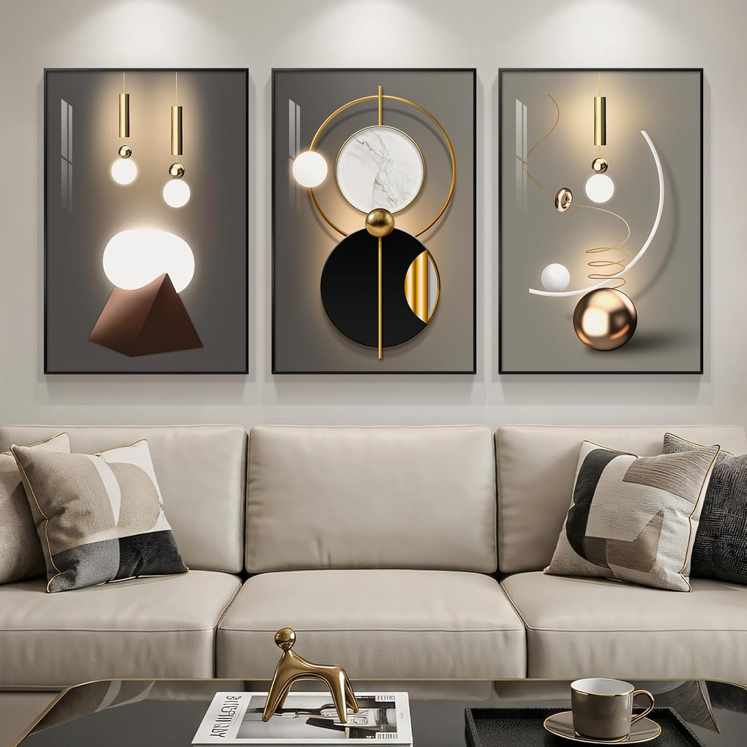 Black and Gold Abstract Wall Art Set – Modern Luxury Decor for Any Room