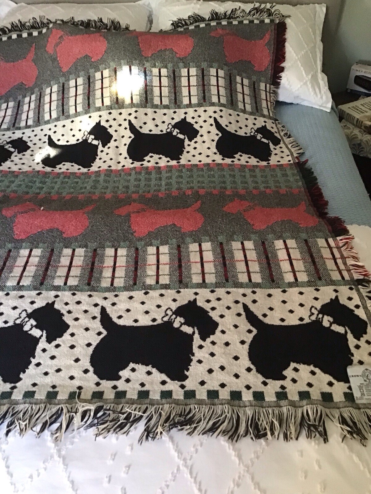 Crown Crafts 100% Cotton Throw Plaid W/ Scottie Dogs
