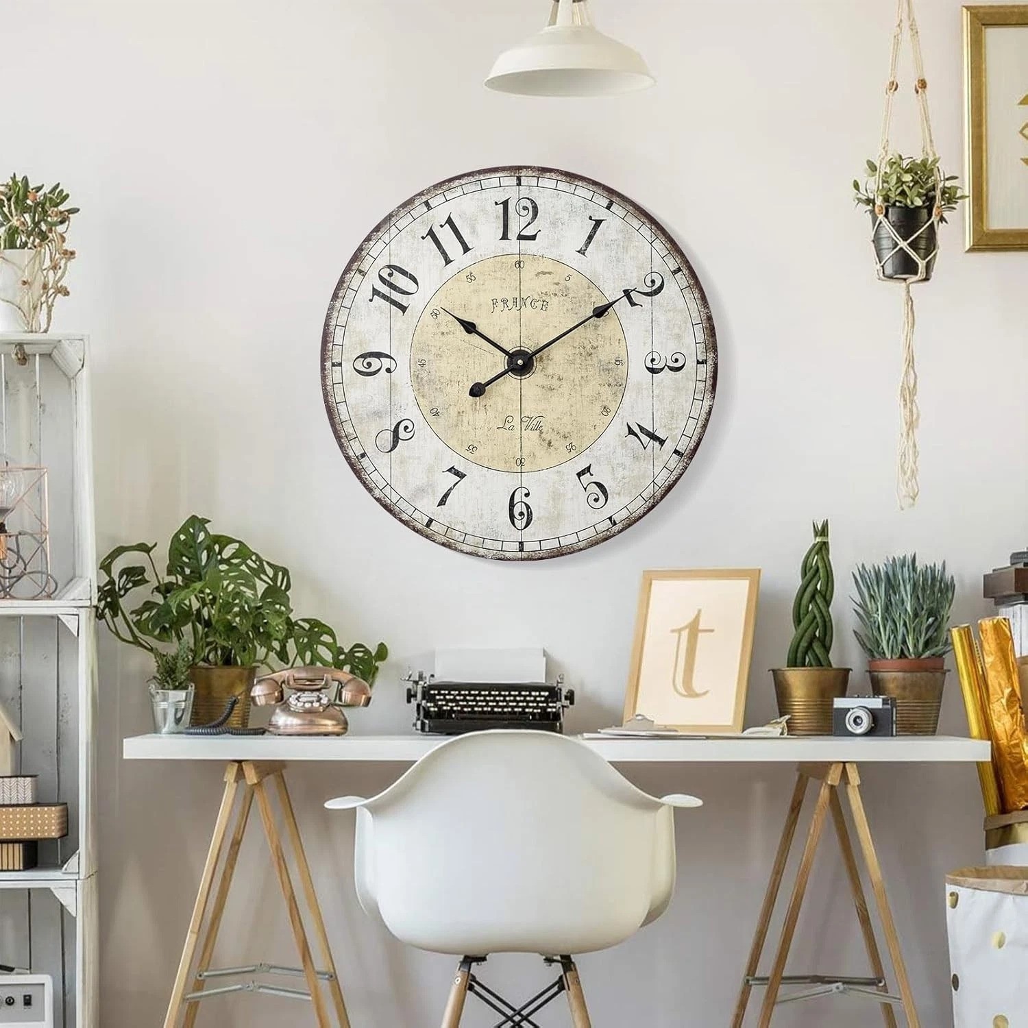 24 Inch Large Wall Clock, Rustic Round Farmhouse Wall Clocks for Living Room …