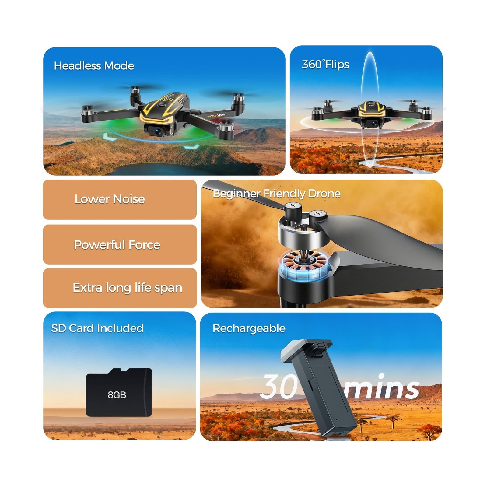 K24 Drones with 4K Camera for Adults and Kids with HD Screen on Controller,Ea…