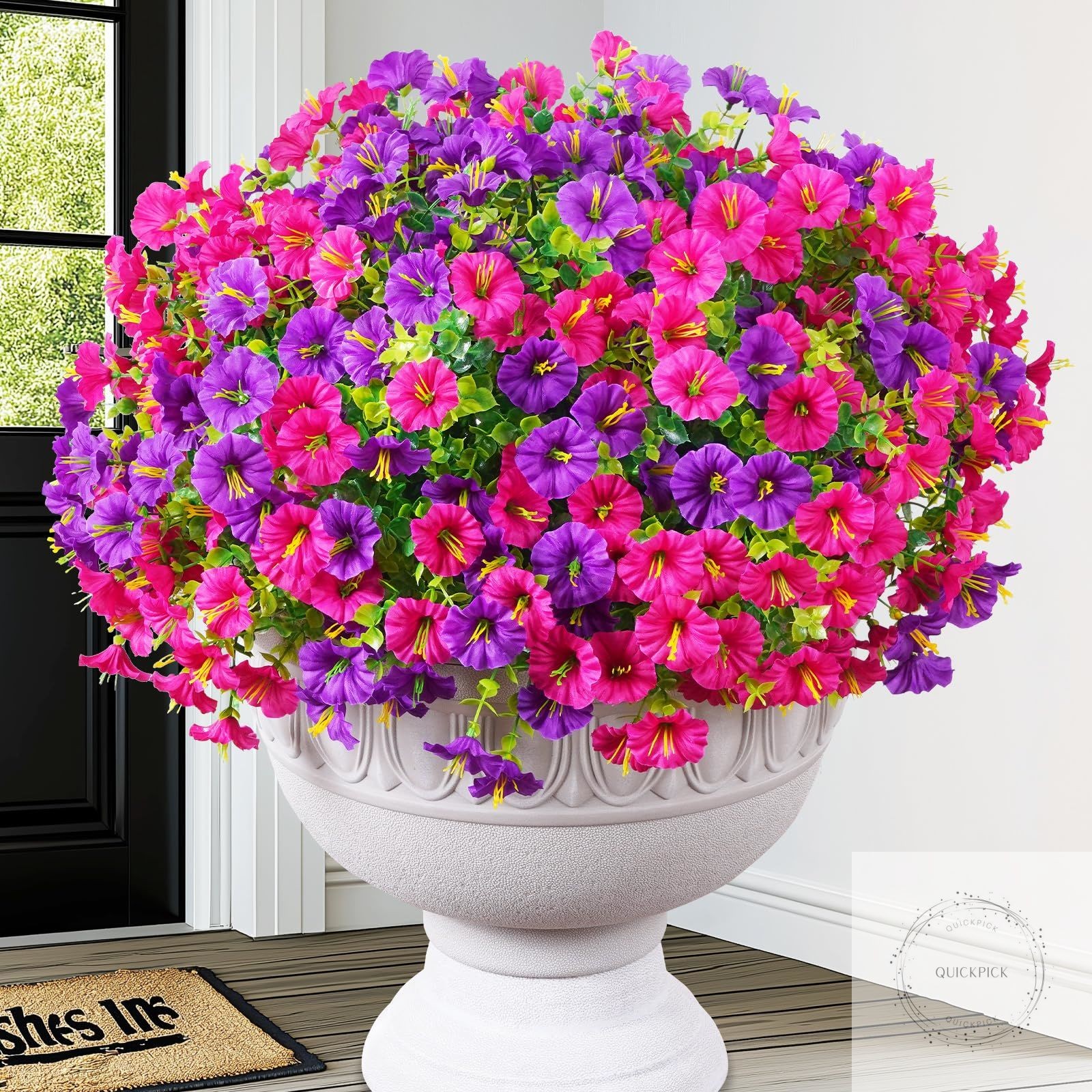12 Bundles Look Real Artificial Flowers for Outdoors, Realistic Fake Outdoor Flo