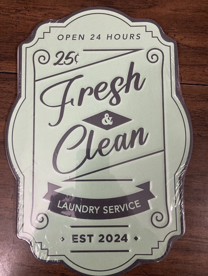 🔥 Laundry Room Decor, 25¢ Fresh & Clean Sign, Laundry Room Aluminum Metal Sign