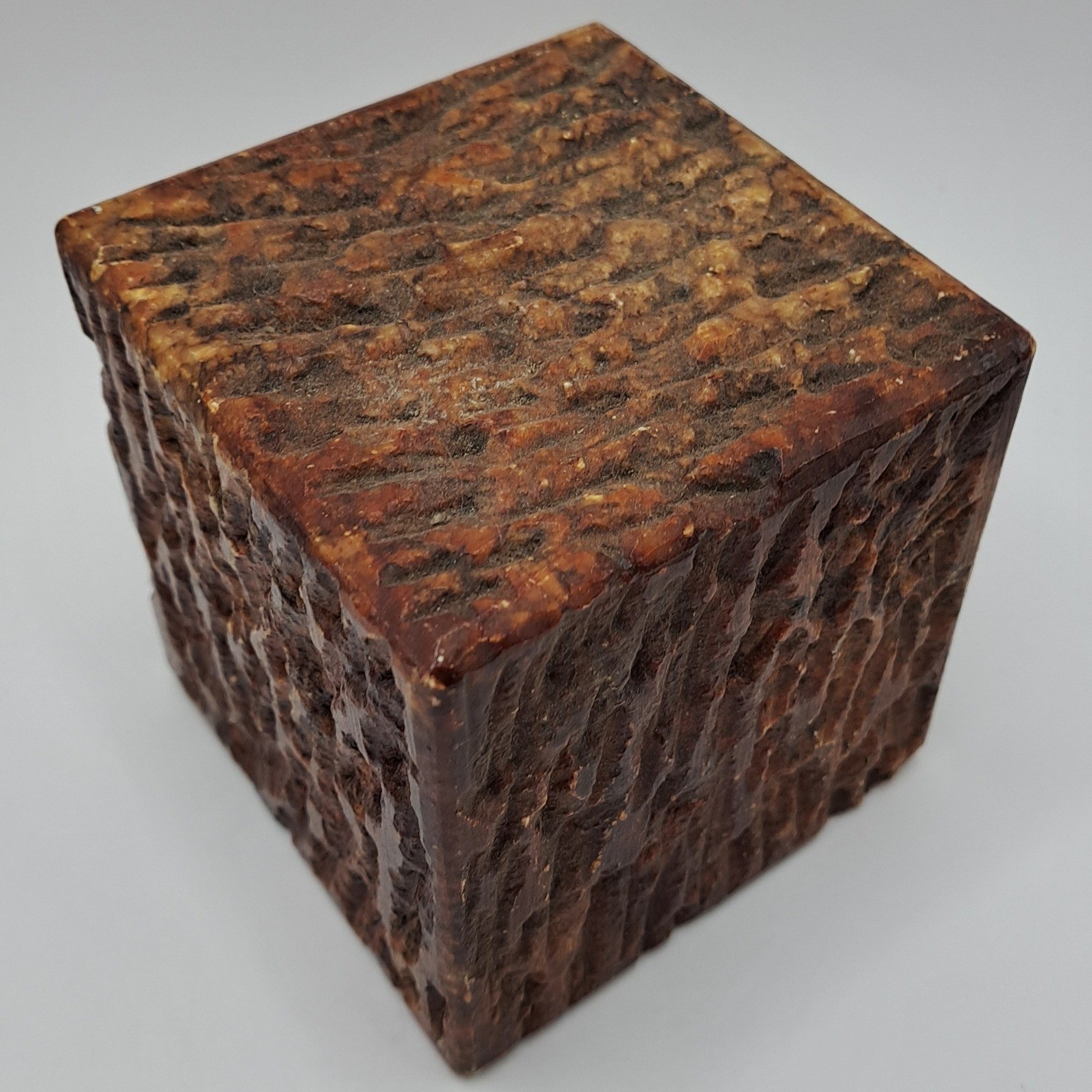 Hand Carved Genuine Alabaster Cube Made in Italy Textured Decor Accent