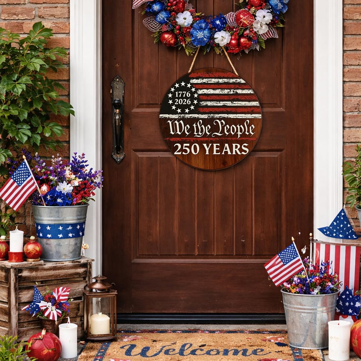 250th Anniversary Wreath forâ€Œ Front Door 4th Of July 12 x 12 inches, PAT9