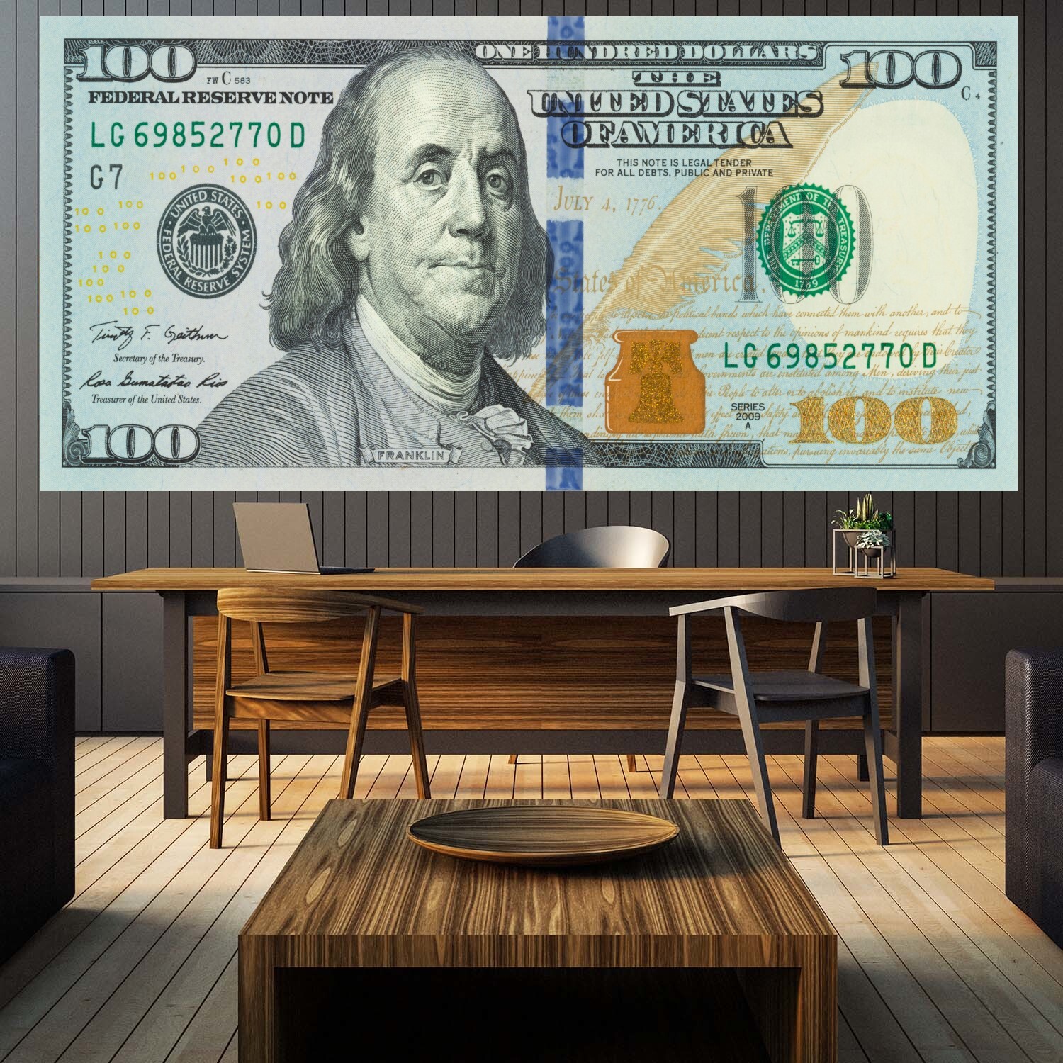 $100 Dollar Bill Money Motivation Success Work Home Wall Art Decor POSTER CANVAS