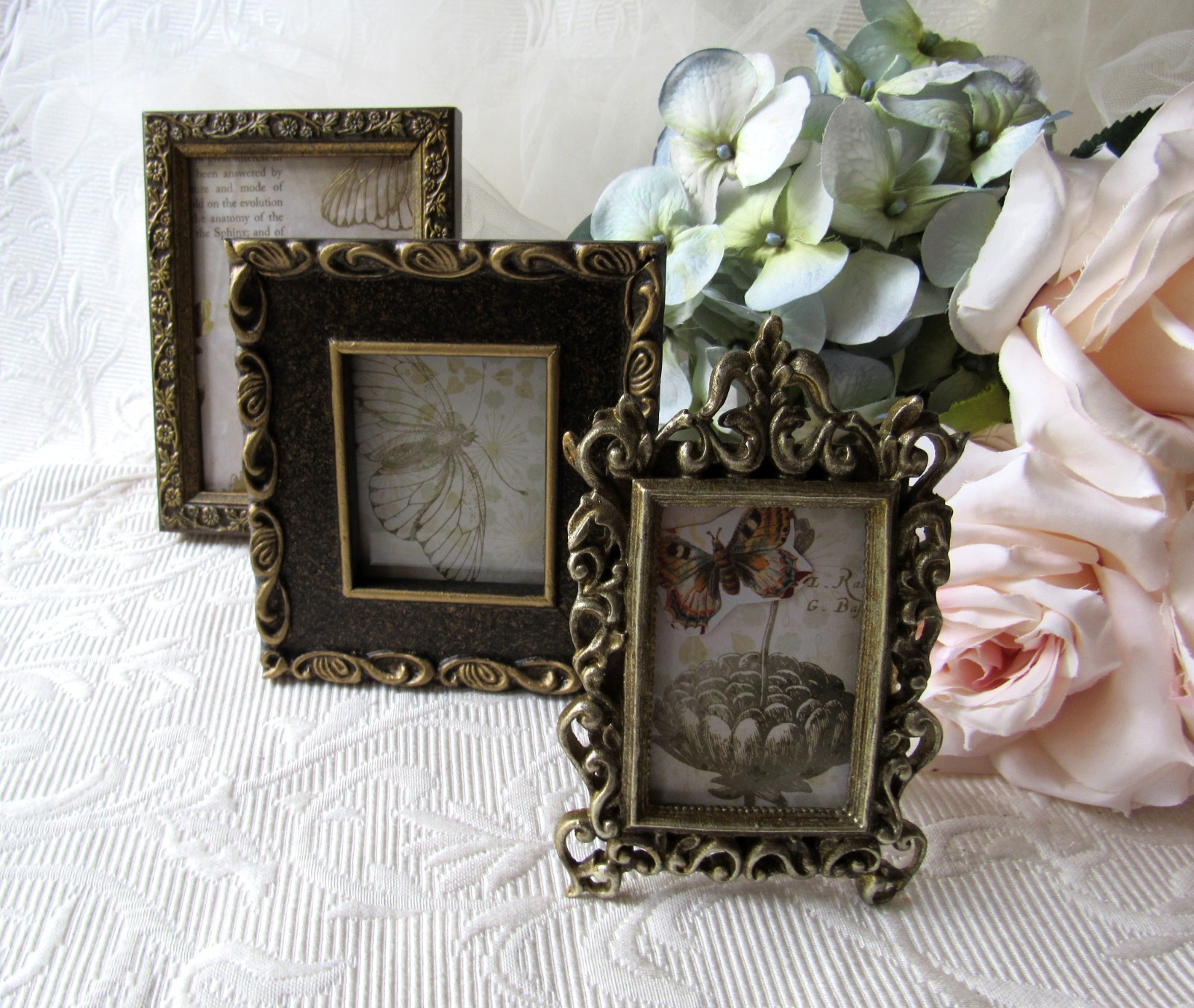 Baroque Frame Set,3 Antiqued Gold,Victorian,Events,Mini Mix Match Frames,2×3 set
