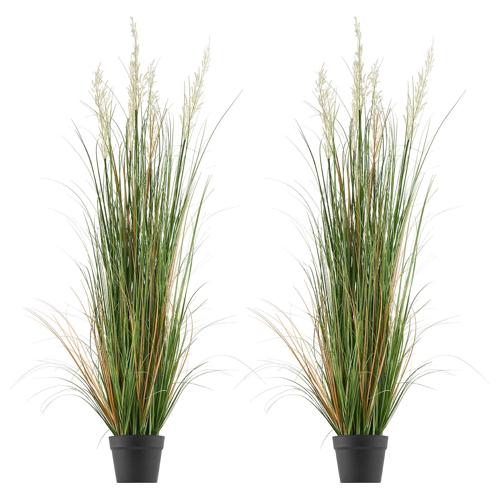 VEVOR Artificial Grass Plant 59 Inch Reed Flower Grass In Pot 2 Pack Green