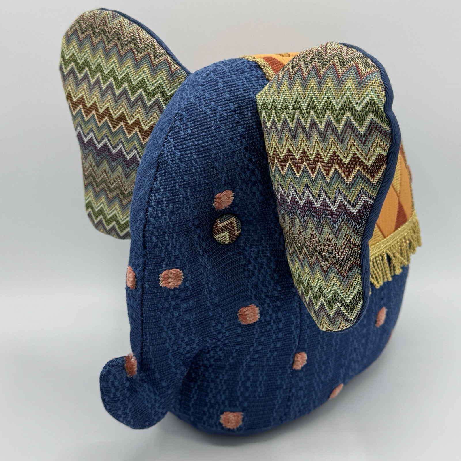 Uno Alla Volta Handmade Italy Elephant Weighted Door Stop Tapestry 12”