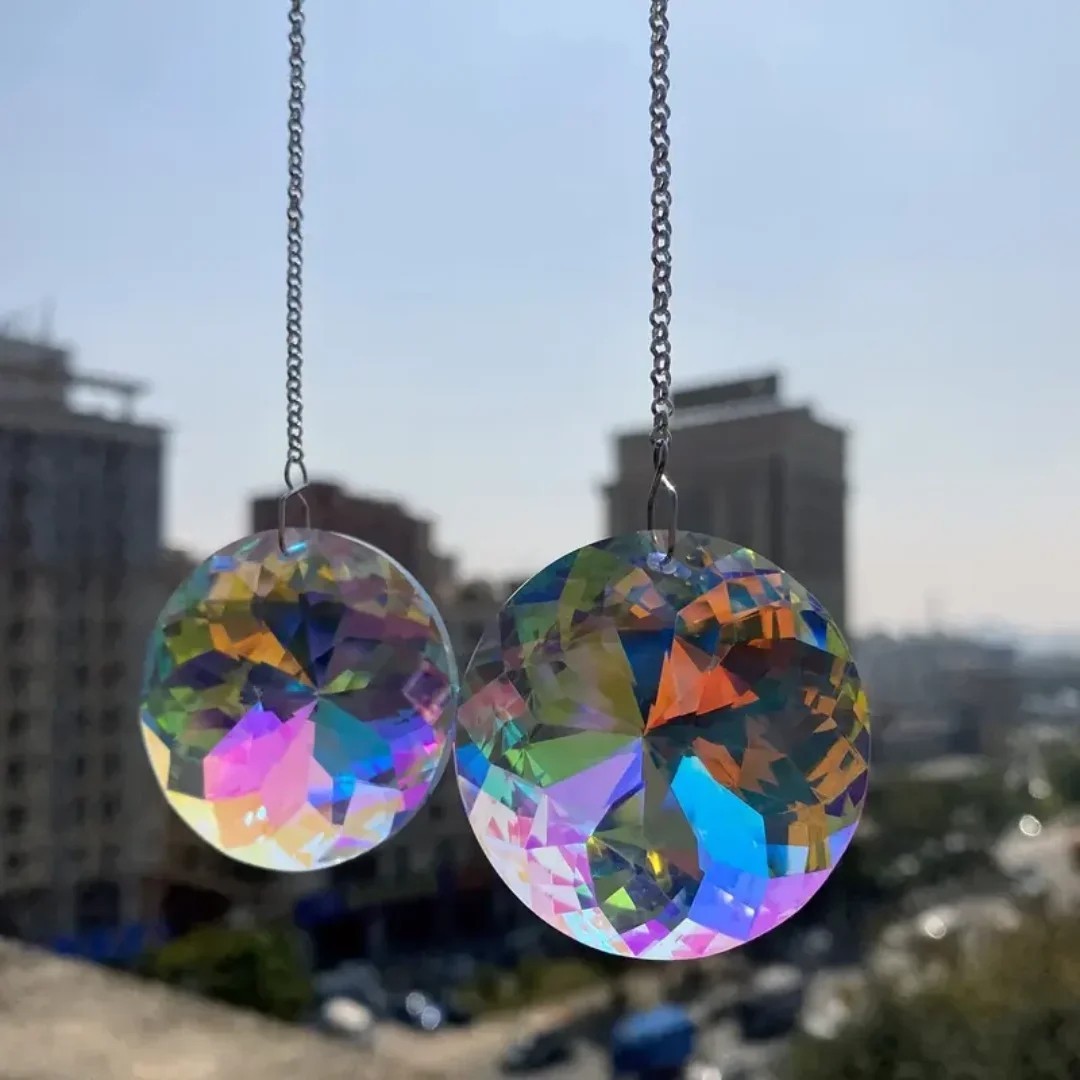 2Pcs, round Crystal Sun Catchers, Glass Prism Hanging Sun Catchers, Rainbow Make