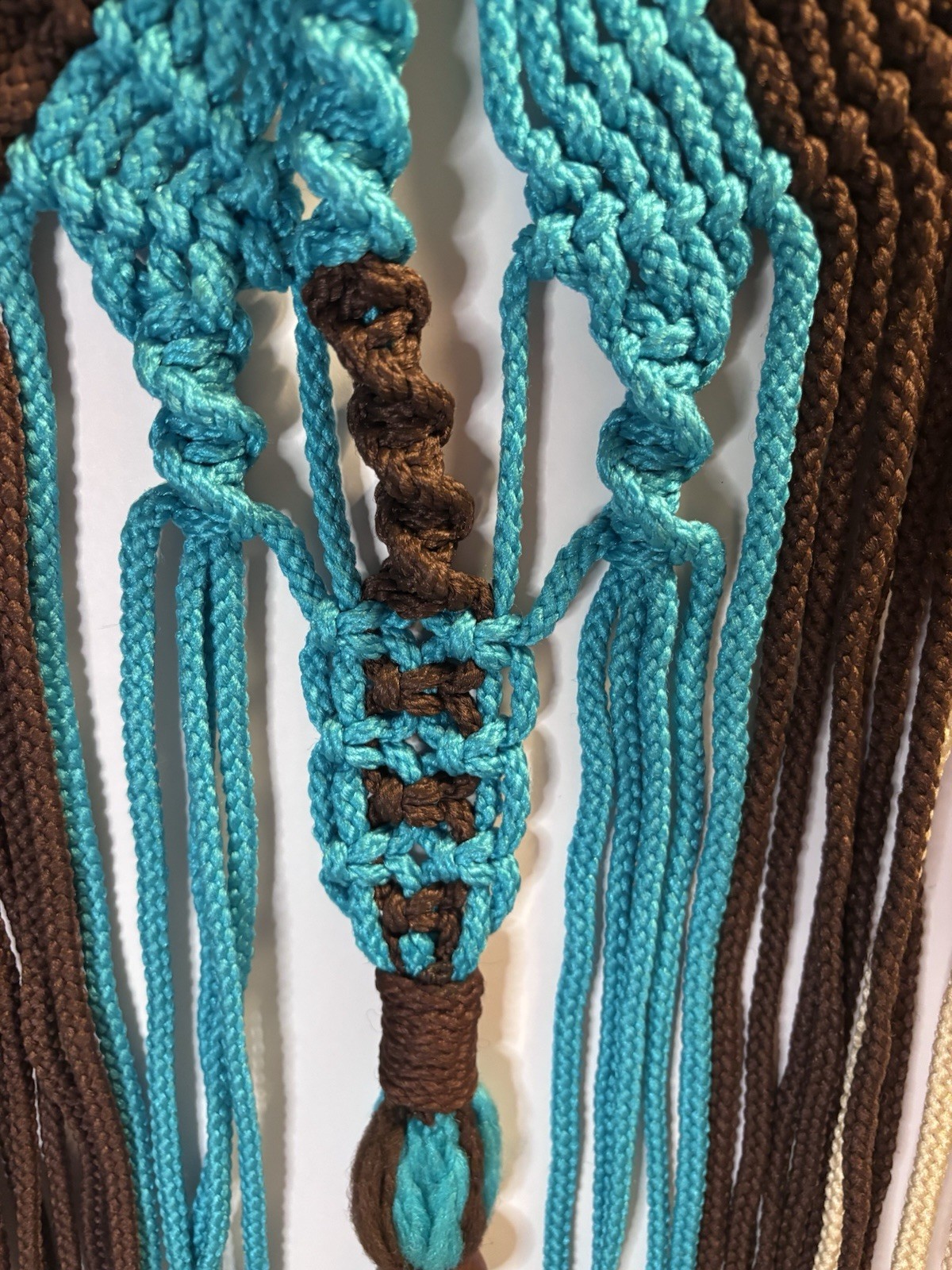 Boho Style Handmade Large Macrame Wall/Window Hanging Teal/Brn/Tan/White