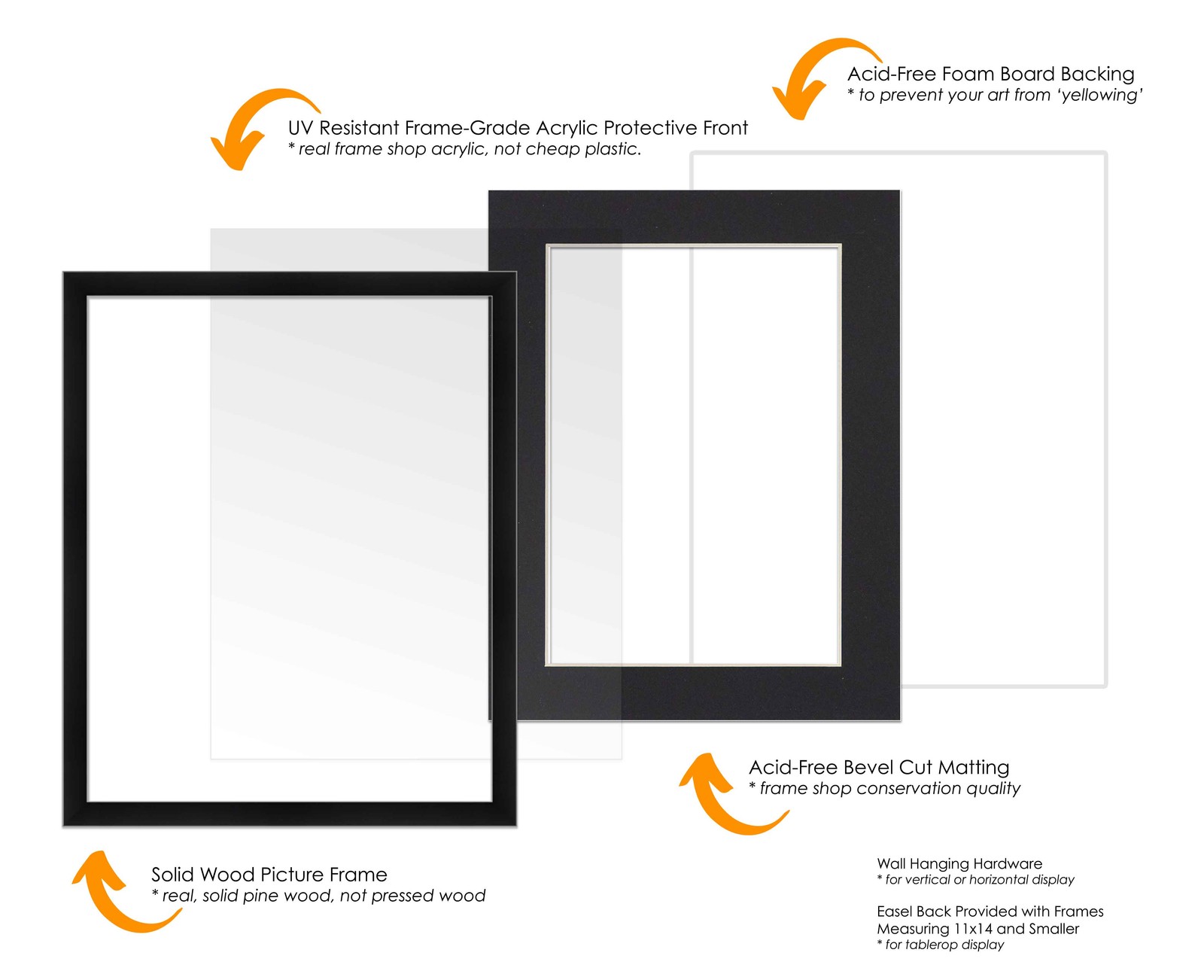 5.5×8.5 Frame Black With Black Picture Mat For 5.5×8.5 Photo – Black 8.5×11 Fram