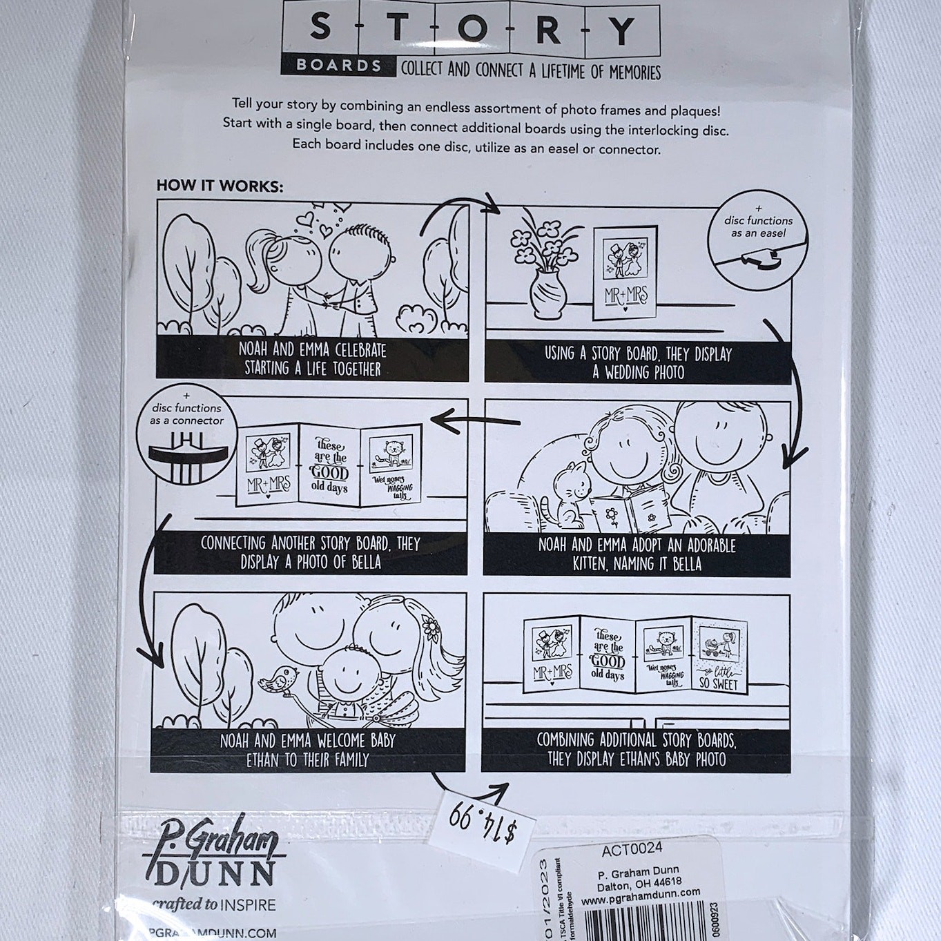 P Graham Dunn “Our Family” Story Board Linkable Stand-Up Frame Decor New