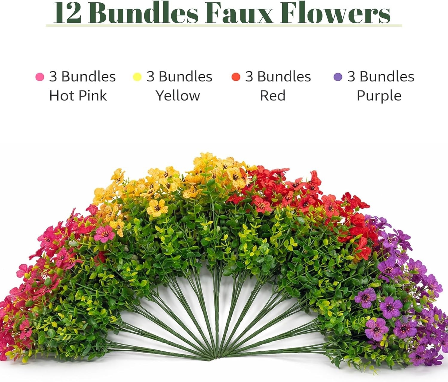 Artificial Flowers for Outdoors 12 Bundles Realistic Faux Plants UV Resistant