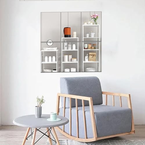 PCS Wall Mirror Tiles, Upgrade Shatterproof Self-Adhesive Full Length Mirror 6