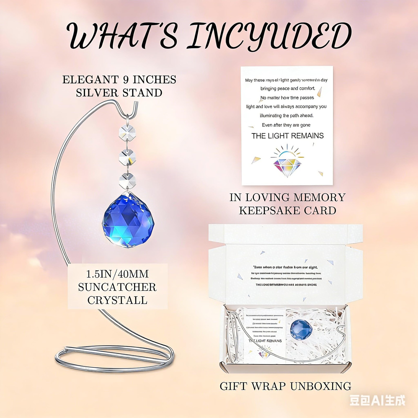Linyalmy 9-In Memorial Giftssympathy Gifts For Loss Of Loved One40Mm Crystal