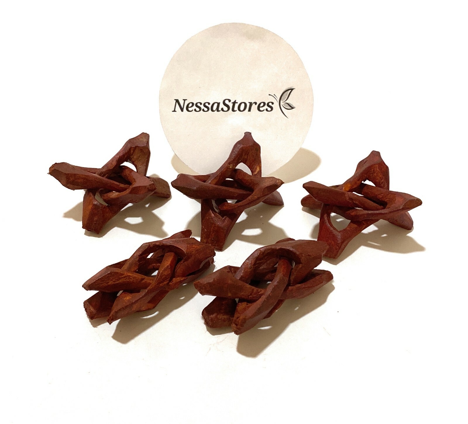 NessaStores Carved Tripod Wood Stand Holder 2″ ( 30 pcs ) #JC-44