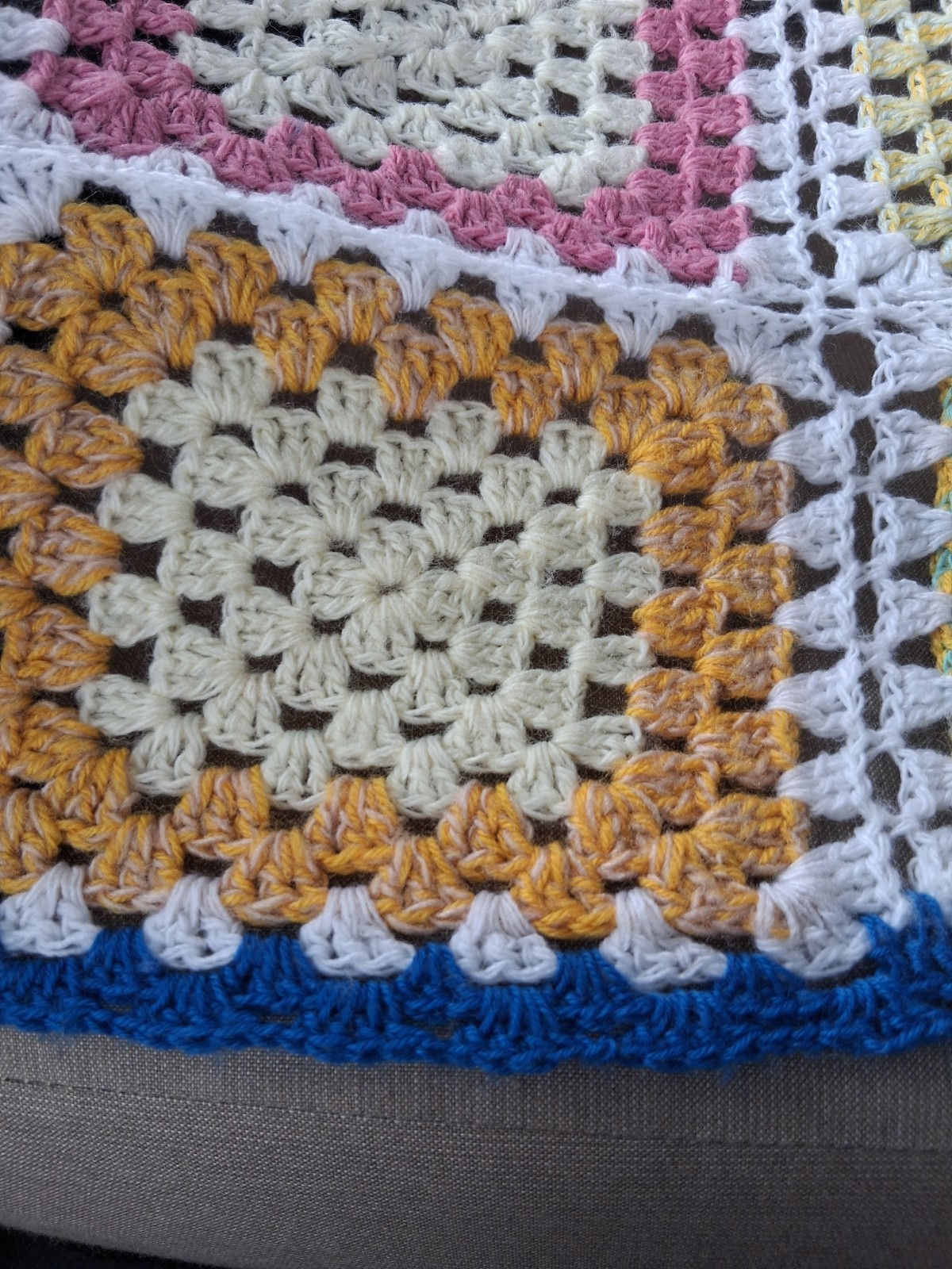 Vintage Granny Square Crochet Afghan;Large 74×90 Light-Medium weight Cottagecore