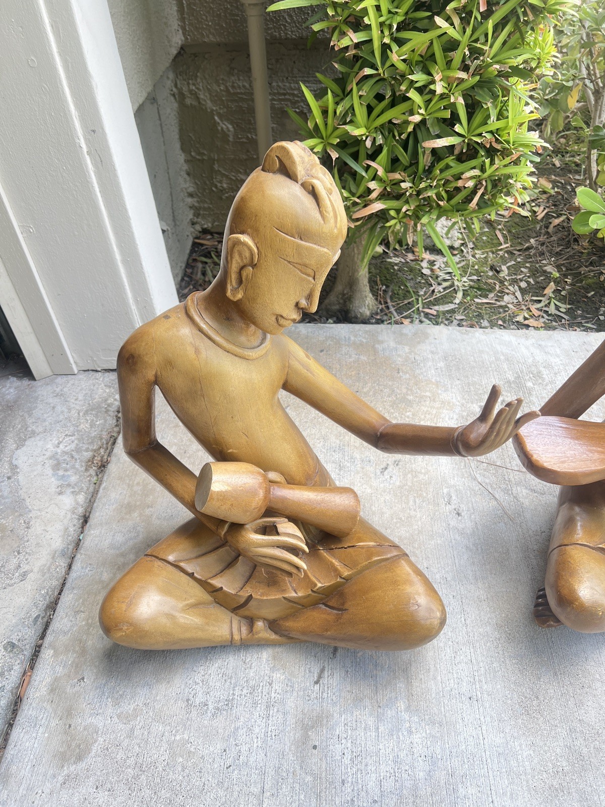Three Set Of Musicians Wood Carved Statue for Home Decor, Gift Collectible