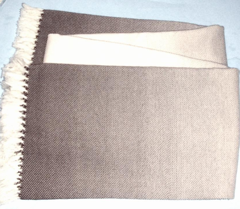 Brahms Mount Ombre Wool Throw Oatmeal Gradient Blend Fringed 50×75″ USA New