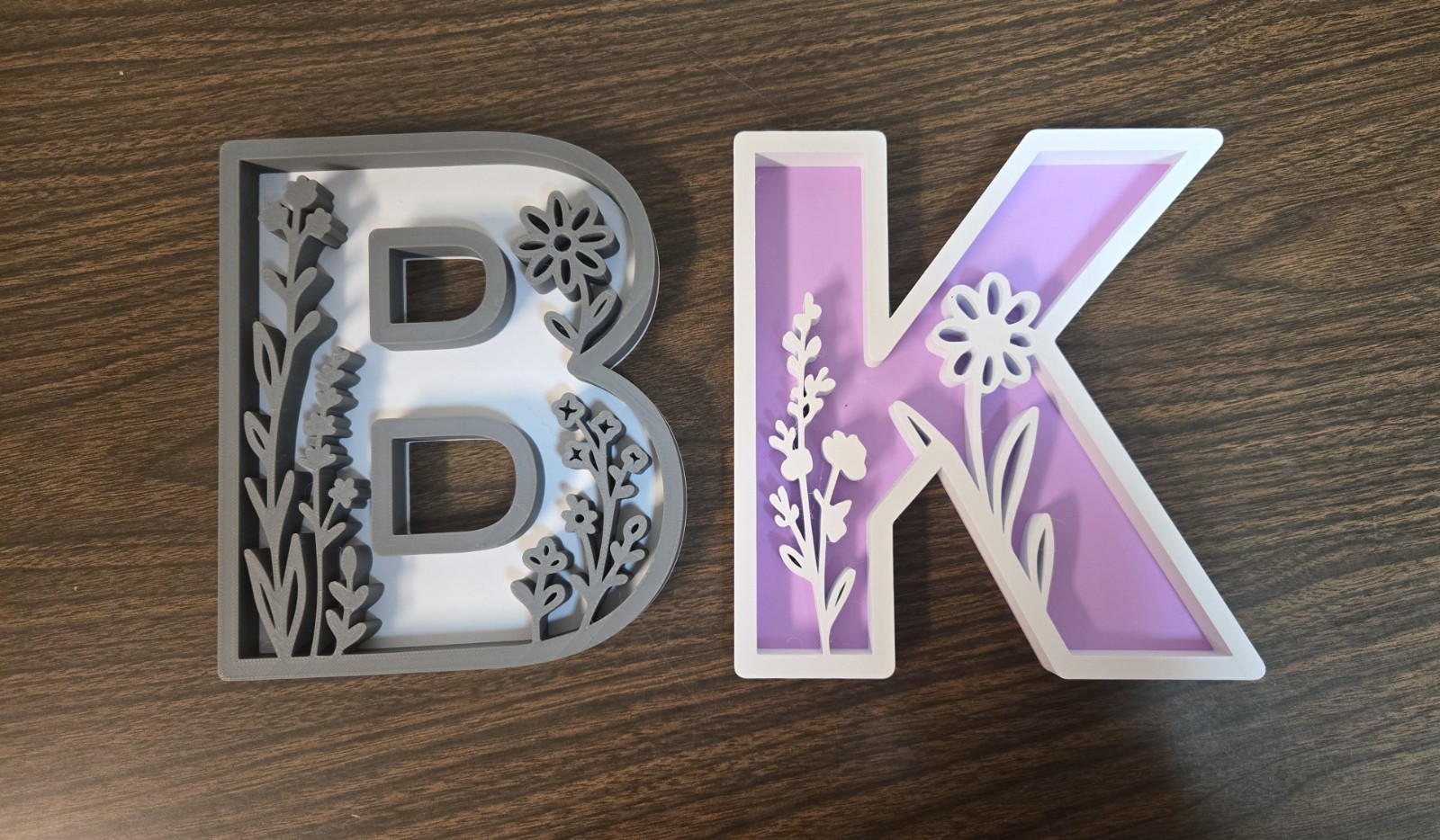 Custom Floral Letter Decor, Personalized 3D Printed Initial Sign