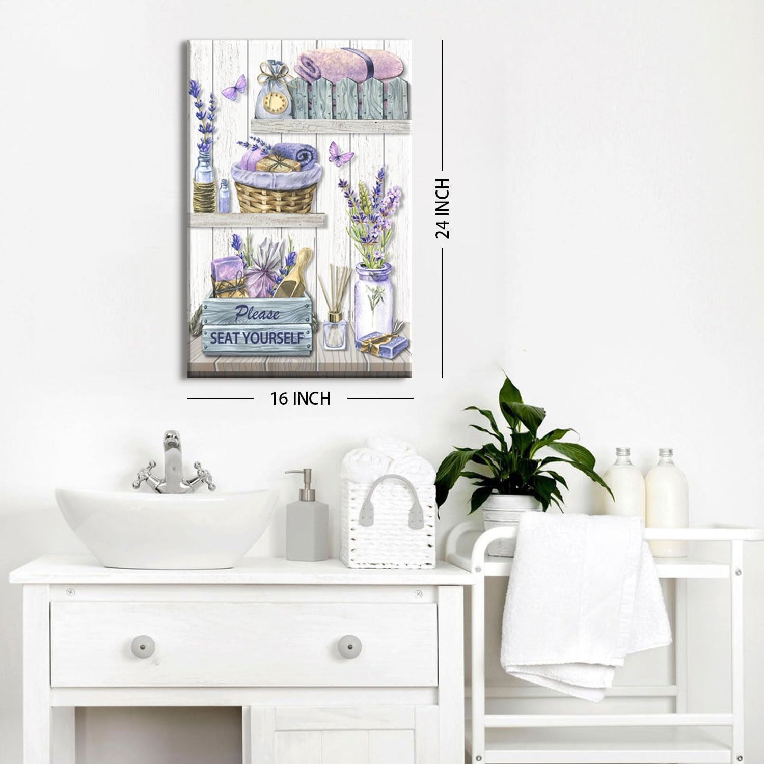 Purple Lavender Bathroom Wall Art Master Bathroom Picture Farmhouse Canvas Pr…