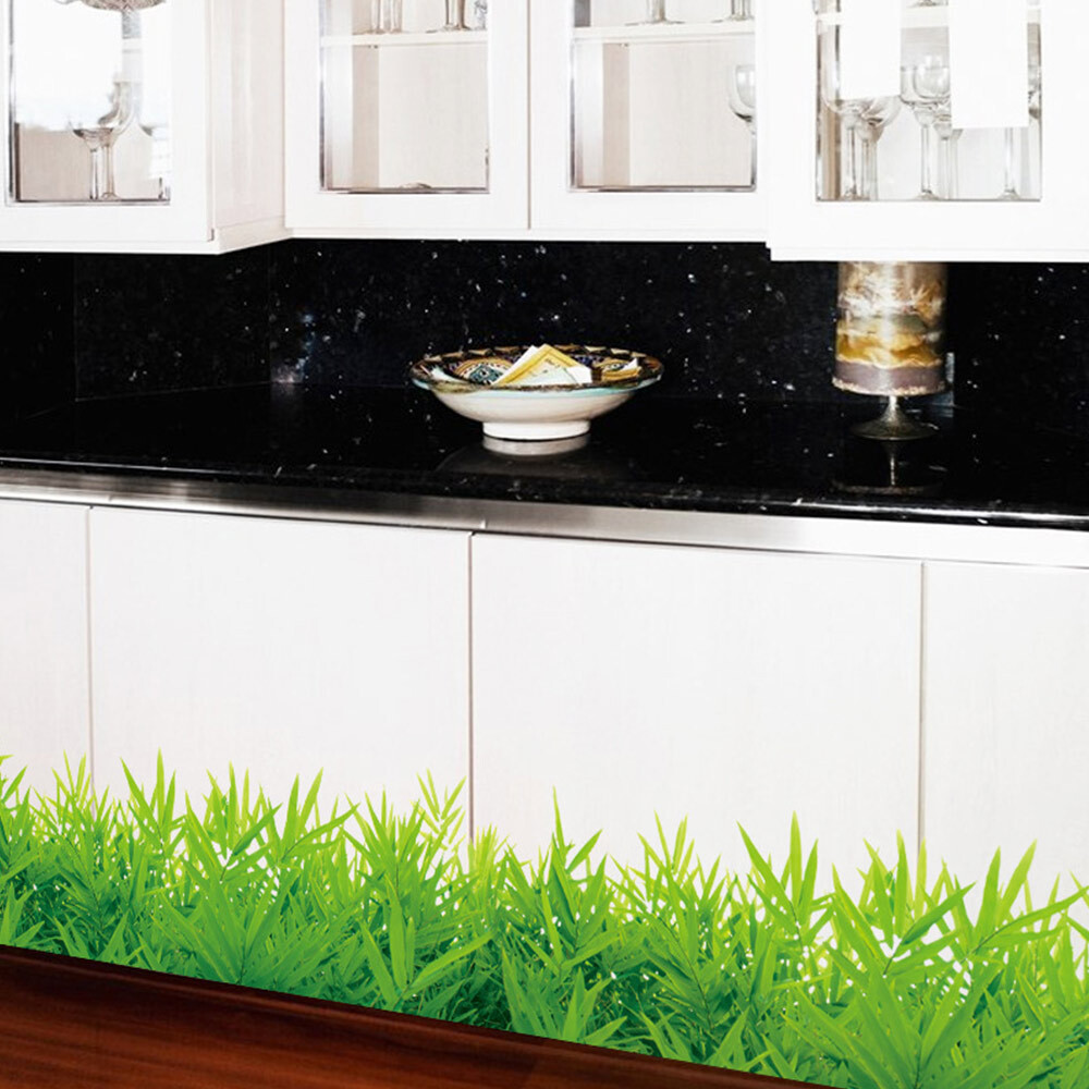 Fresh Green Grass Wall Stickers PVC Waterproof DIY Removable Decals Murals OK