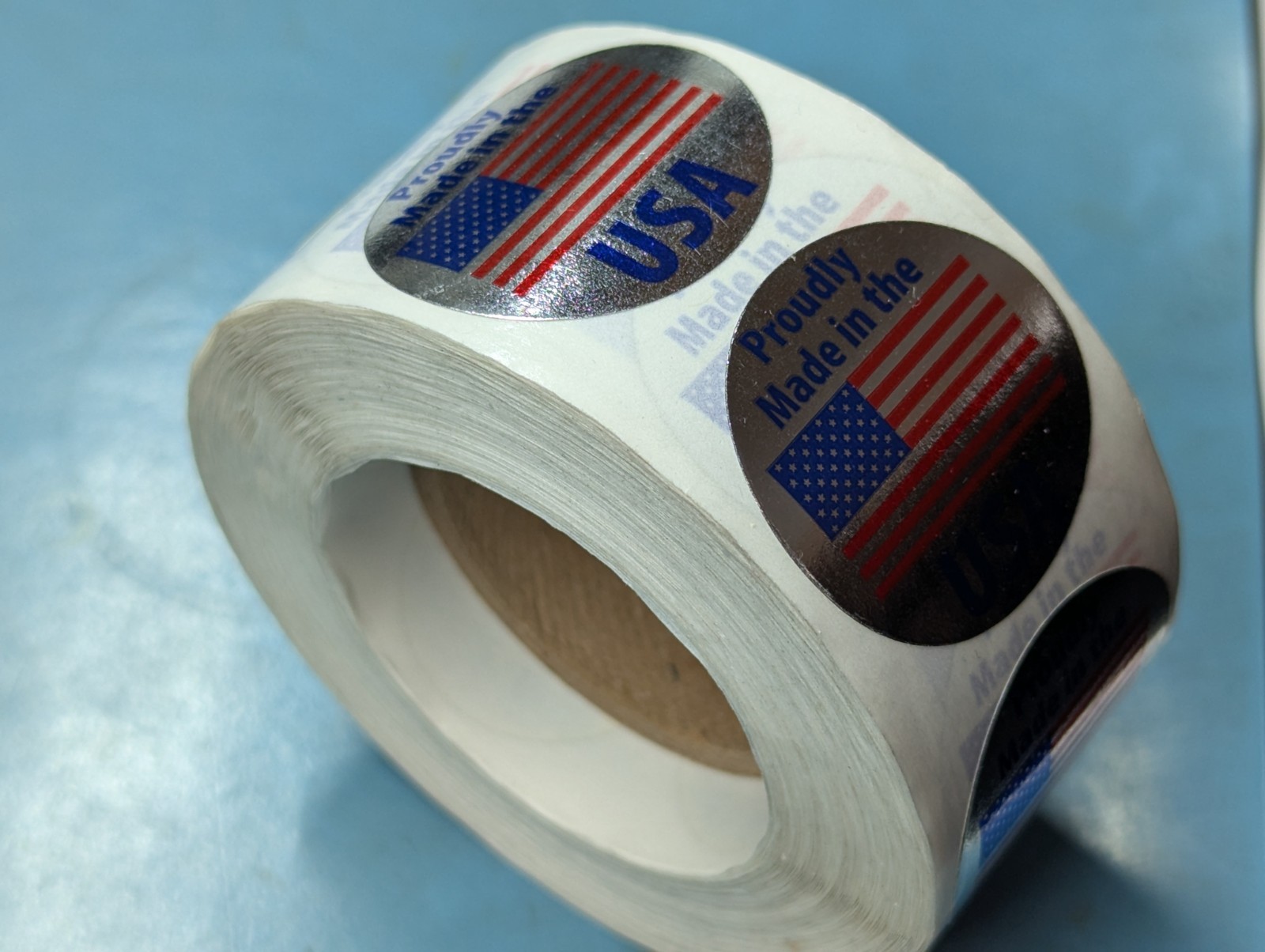 Sticker Round 1¼” (1.25 Inch) “Proudly Made In the USA” Full Roll