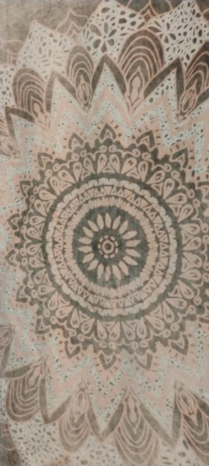 Mandala Bohemian Tapestry wall hanging Beige pink White Vertical 35inx29in